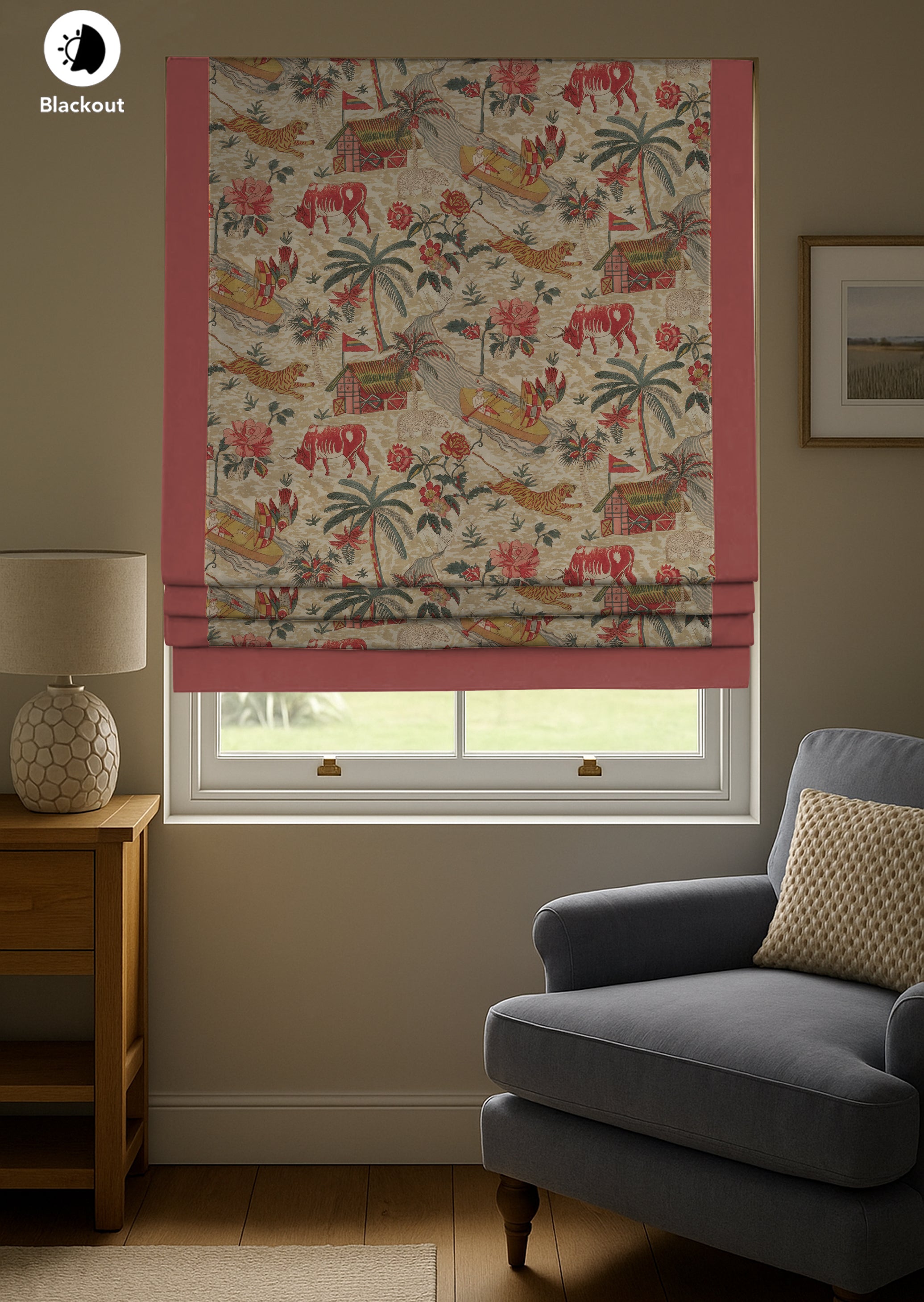 YANGSHUO RED READY MADE ROMAN BLIND