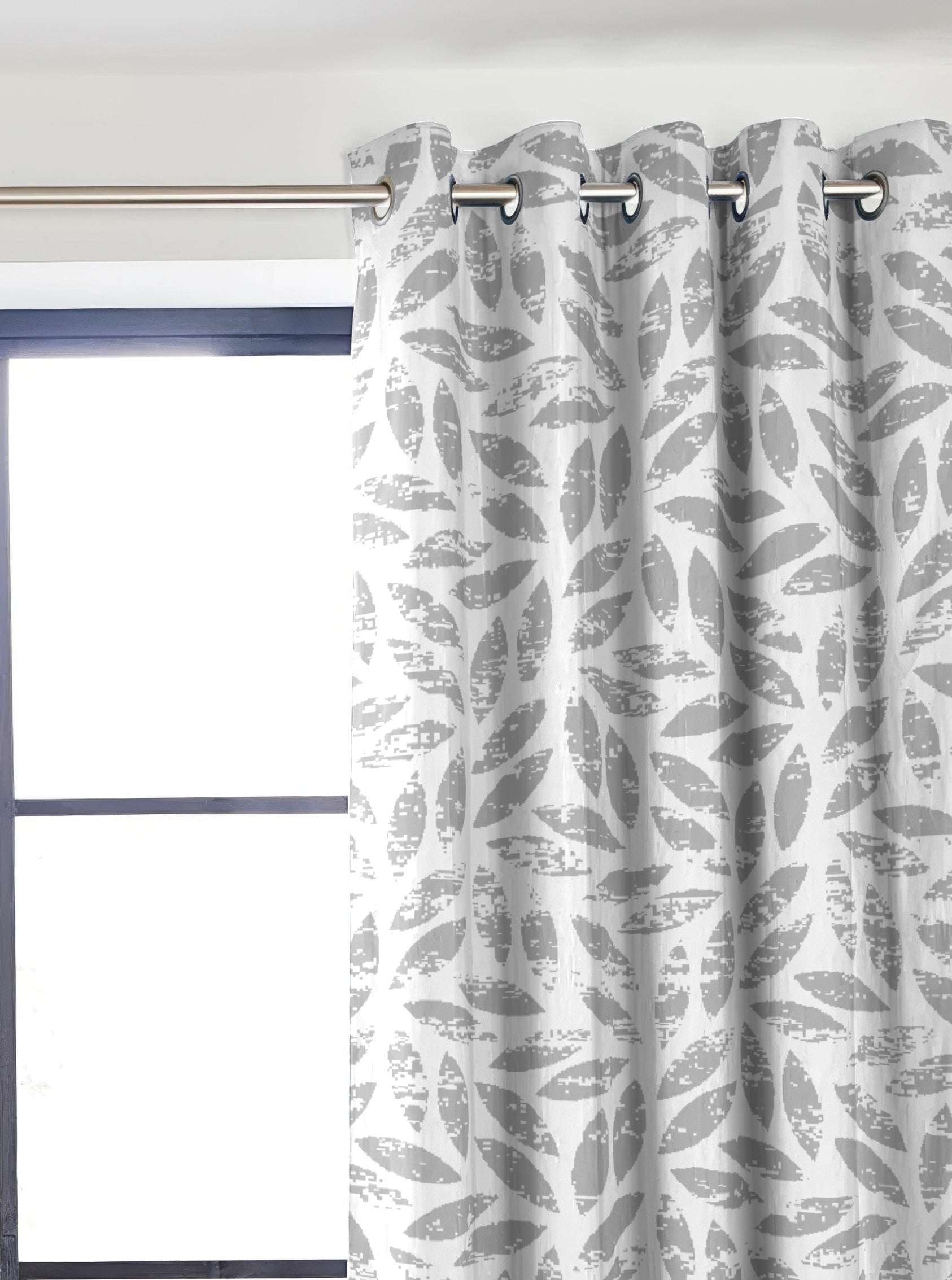 LAMPASSO GREY PRINTED BLACKOUT CURTAIN