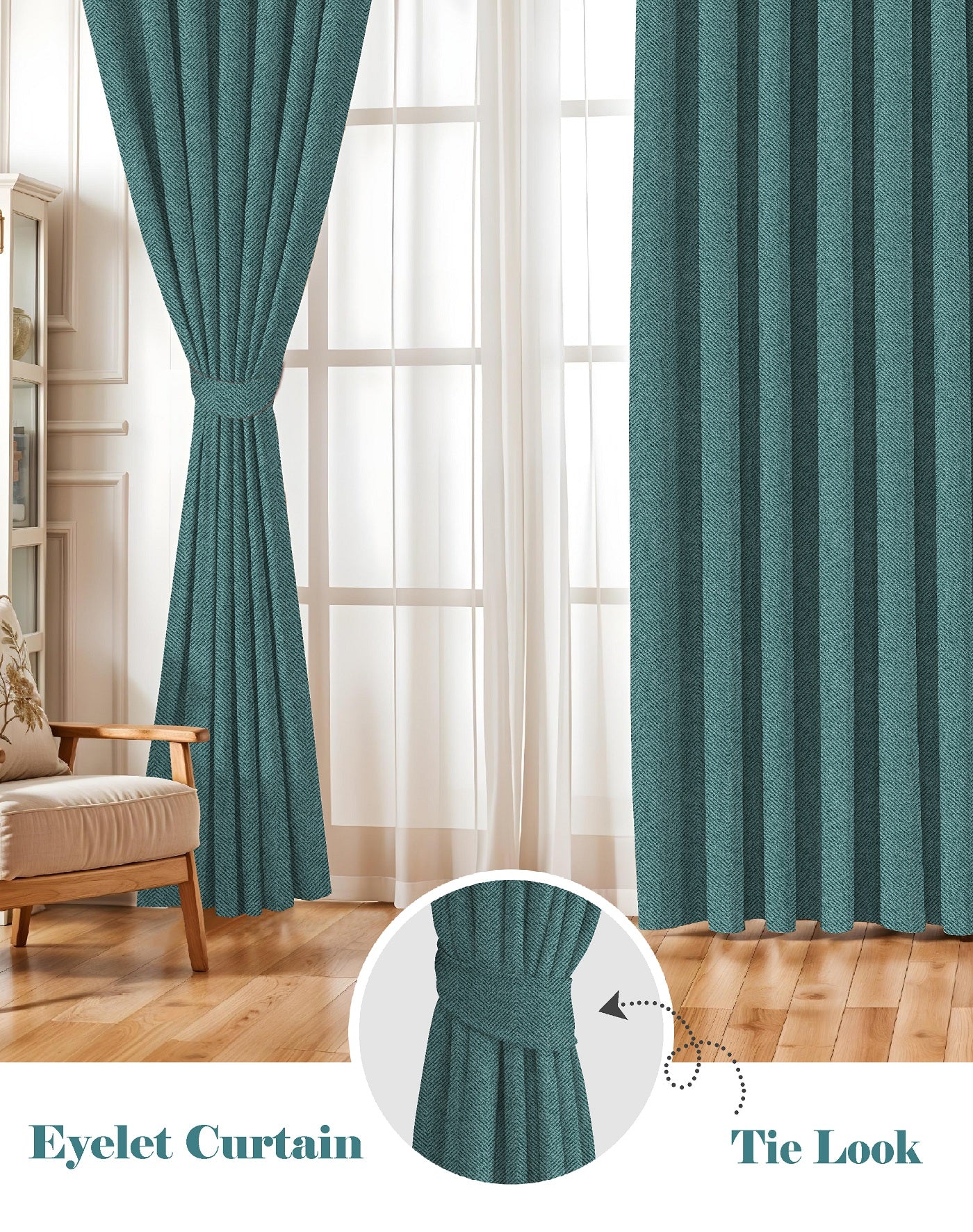 TWILLBONE TEAL PRINTED BLACKOUT CURTAINS