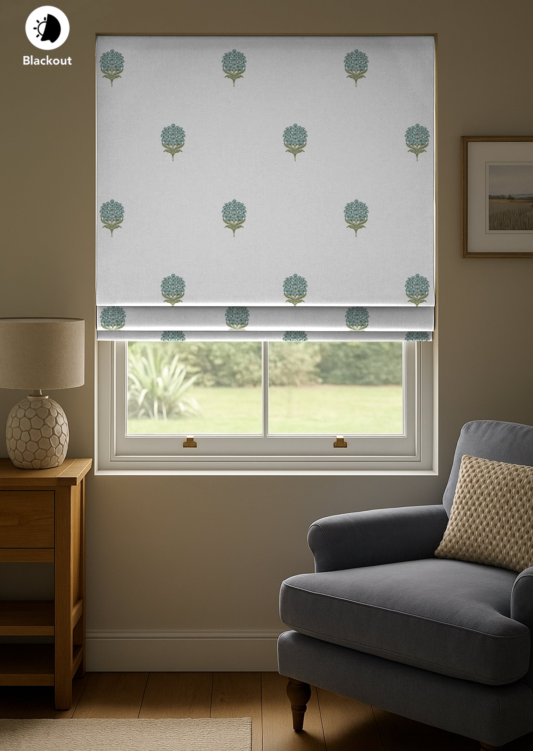POKHARA SEA GREEN READY MADE ROMAN BLIND