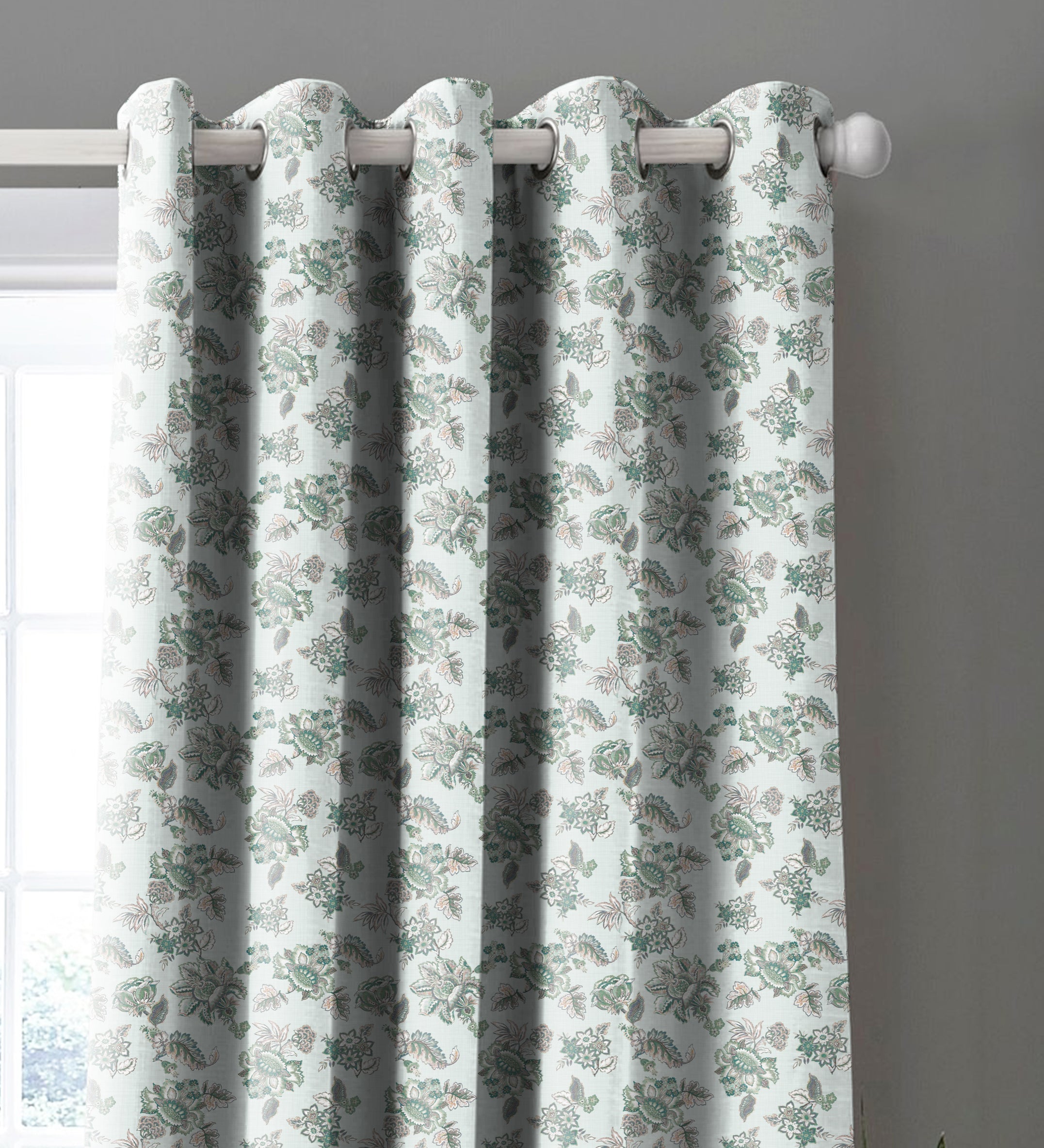 ANZIO LIGHTGREEN PRINTED BLACKOUT CURTAIN