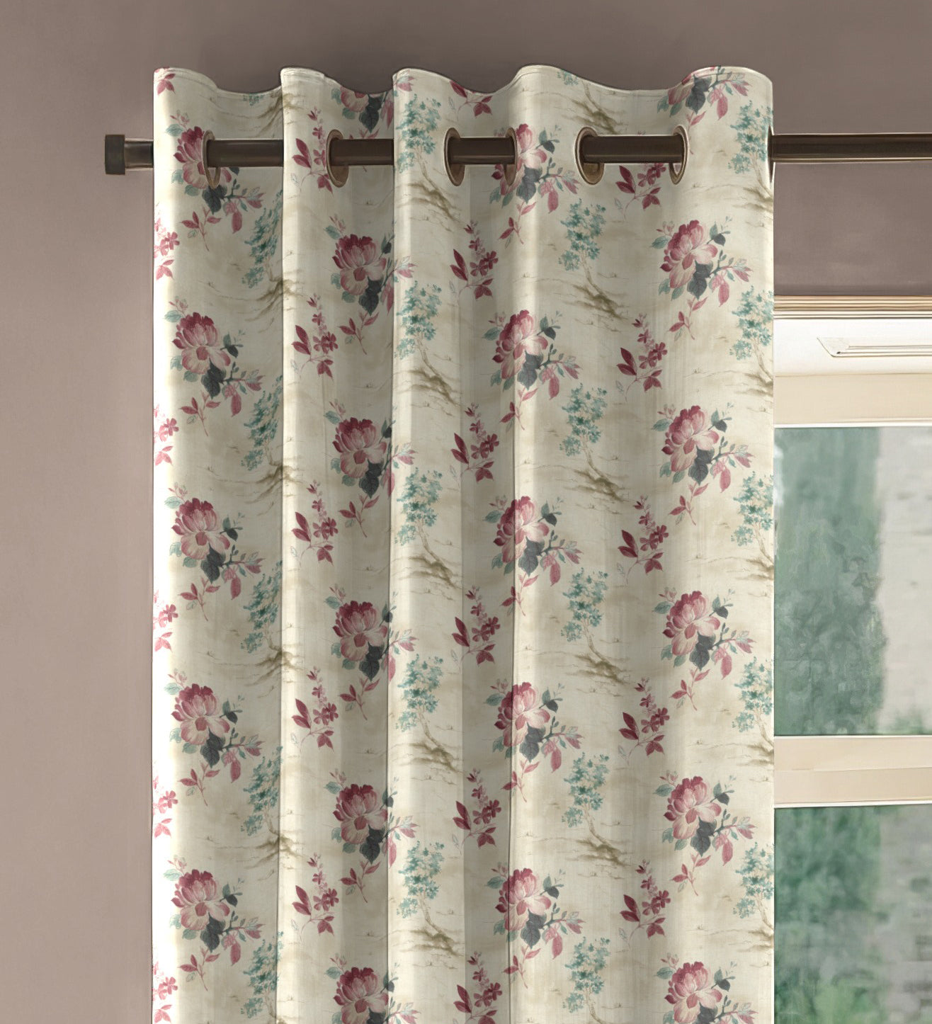 HAZEL PINK PRINTED BLACKOUT CURTAIN