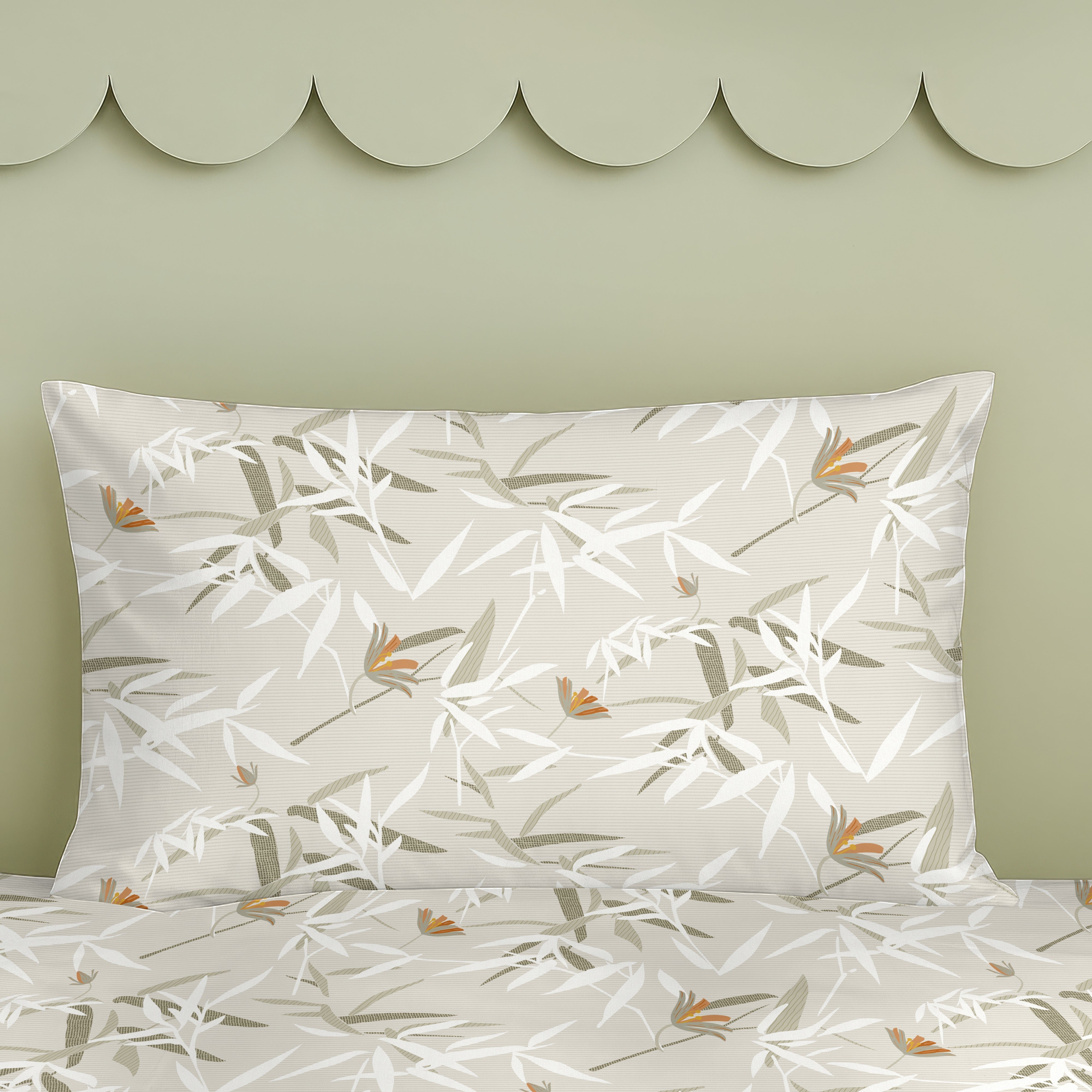 BOZEMAN ORANGE COTTON BEDSHEET WITH PILLOWCOVER