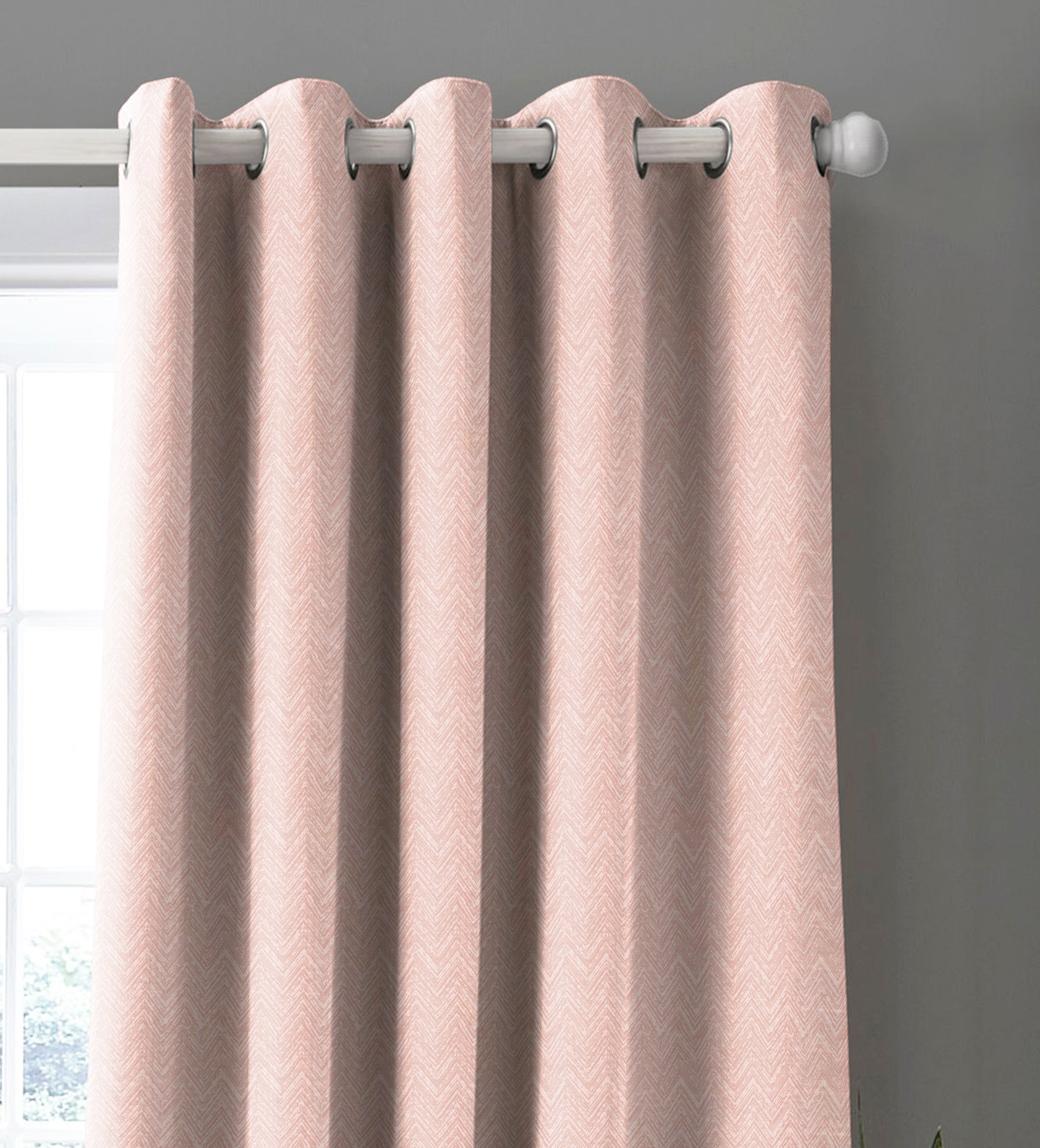 SONORA BABY-PINK PRINTED BLACKOUT CURTAIN