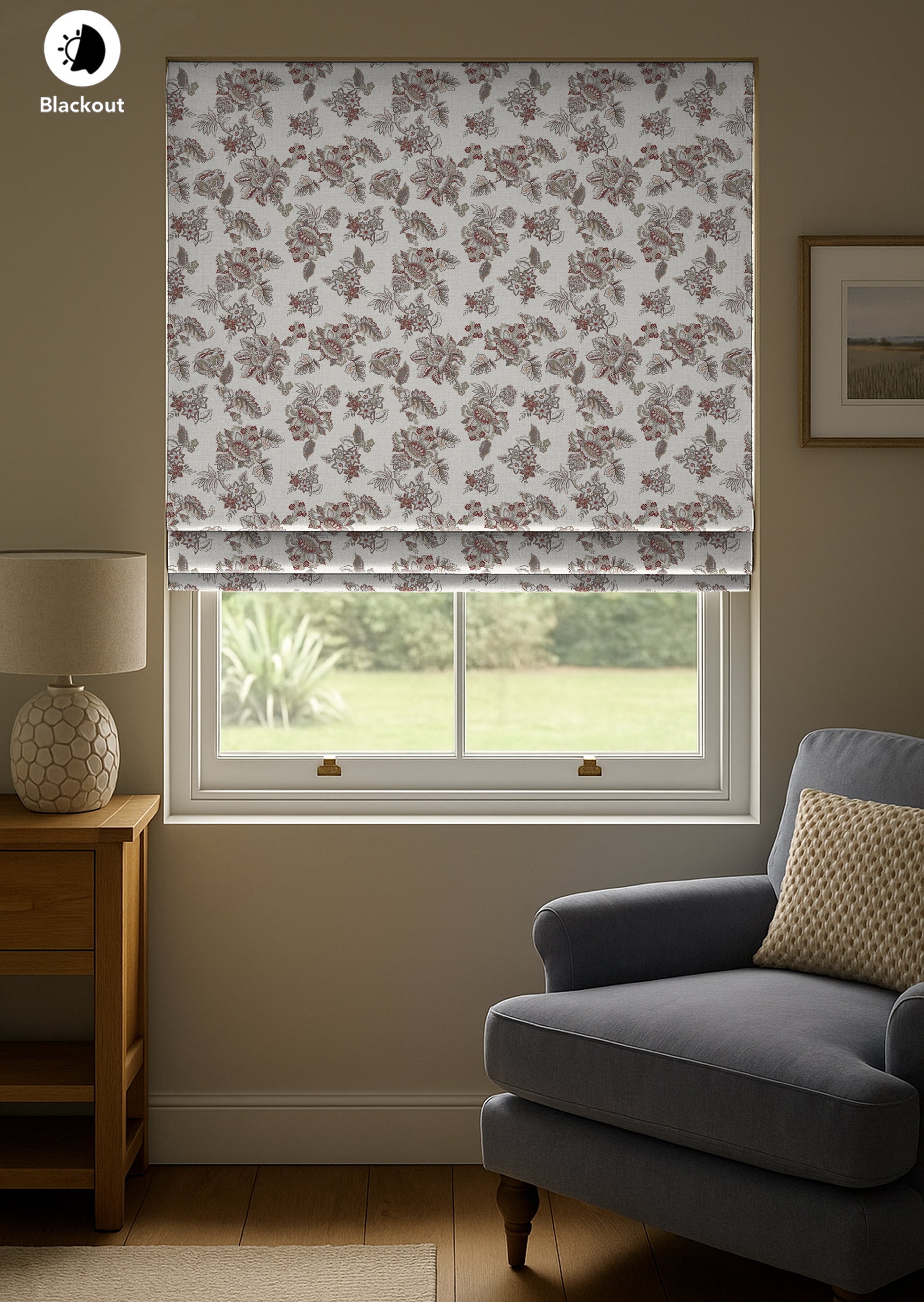 ANZIO RED READY MADE ROMAN BLIND