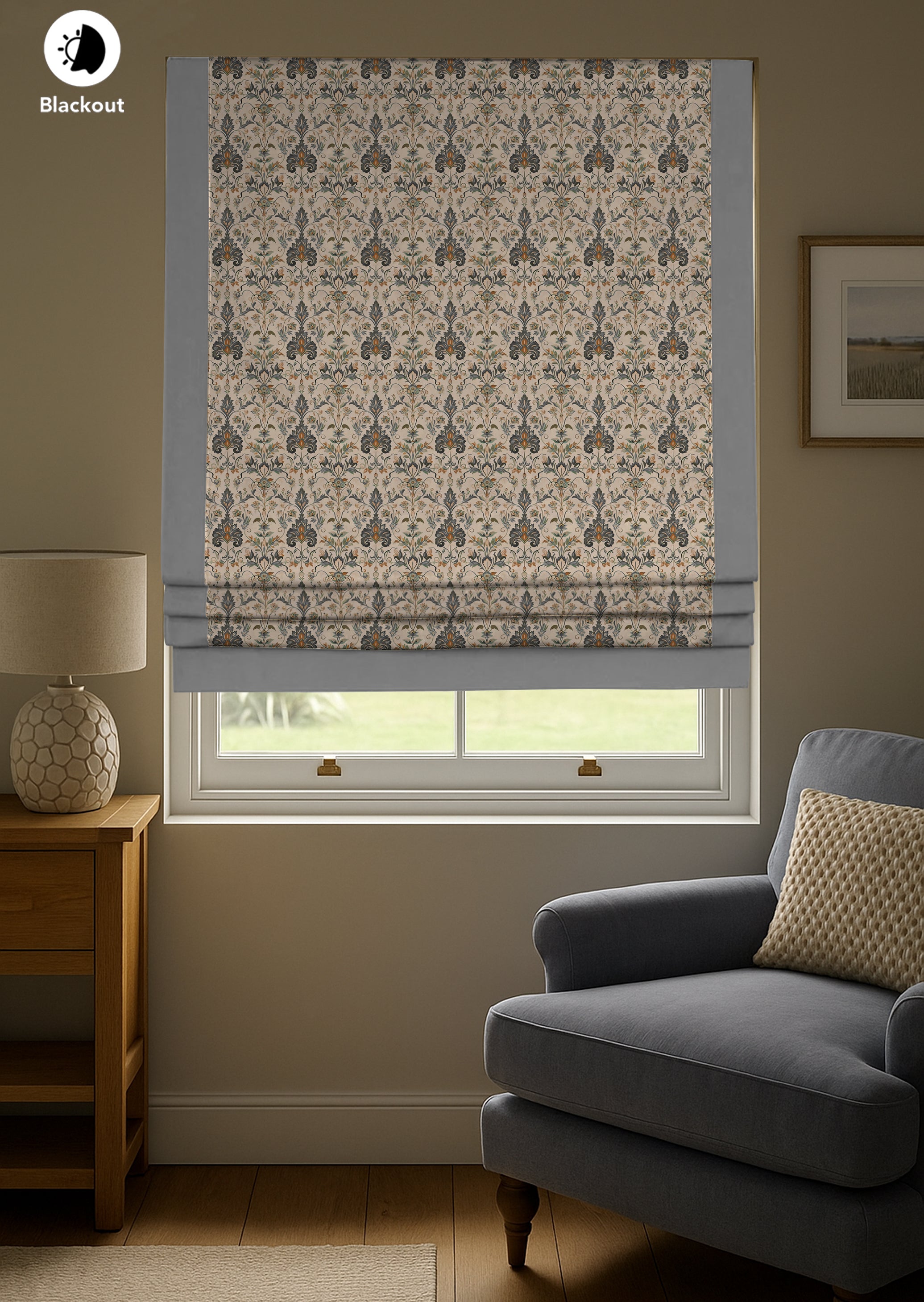 PIRAN GREY READY MADE ROMAN BLIND