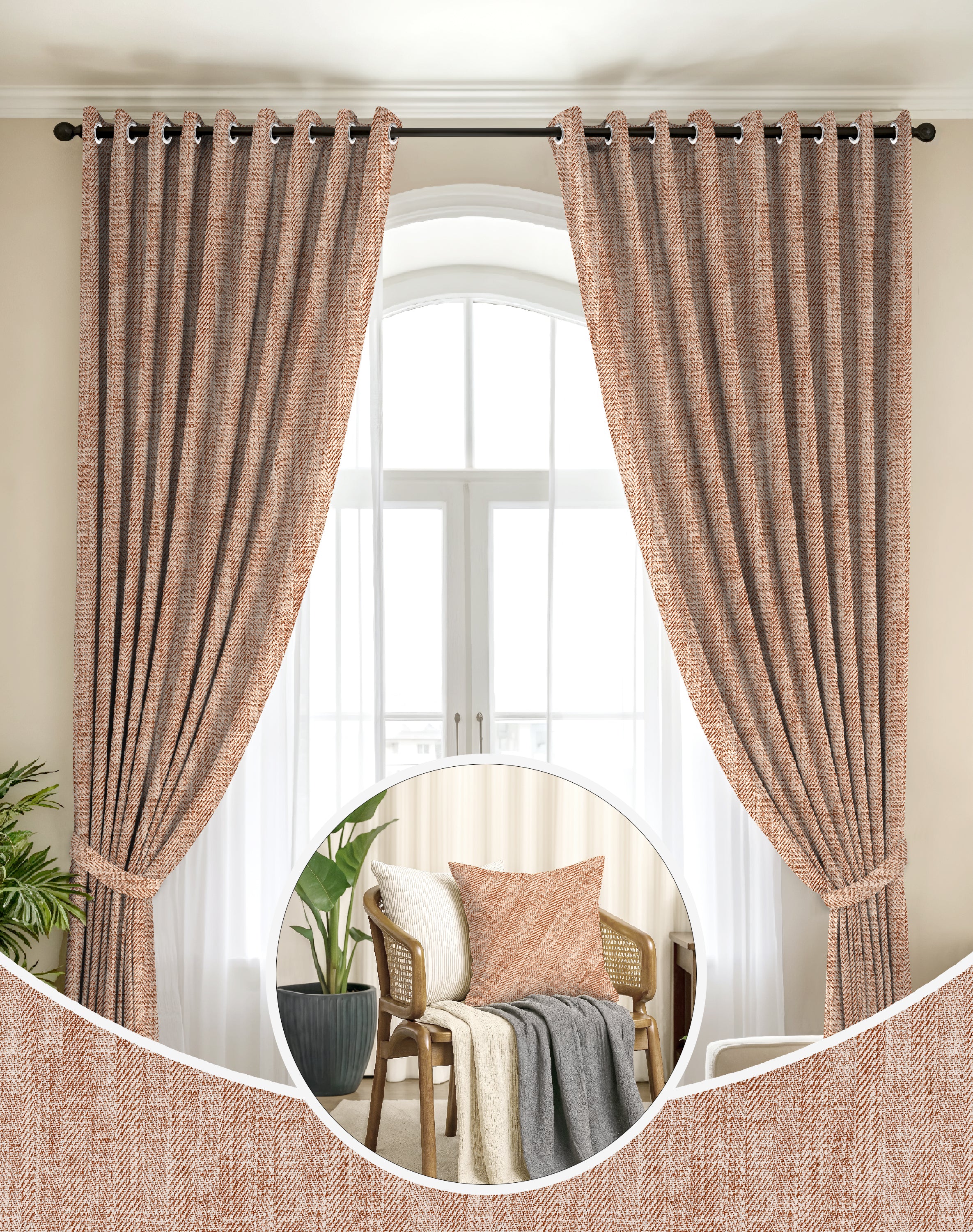 TEXTURA CLAY DIGITAL PRINTED BLACKOUT CURTAINS