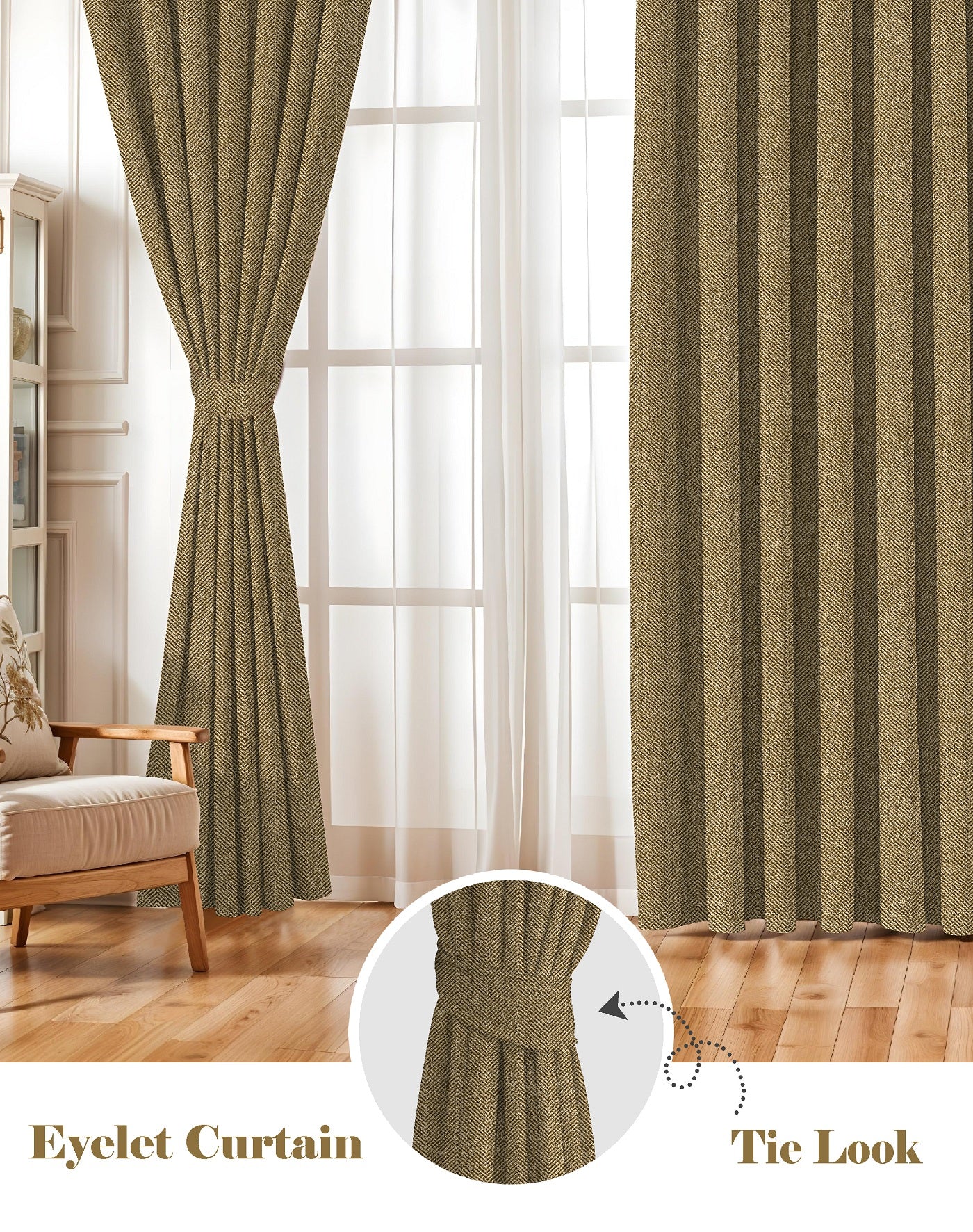 TWILLBONE DARK BROWN PRINTED BLACKOUT CURTAINS