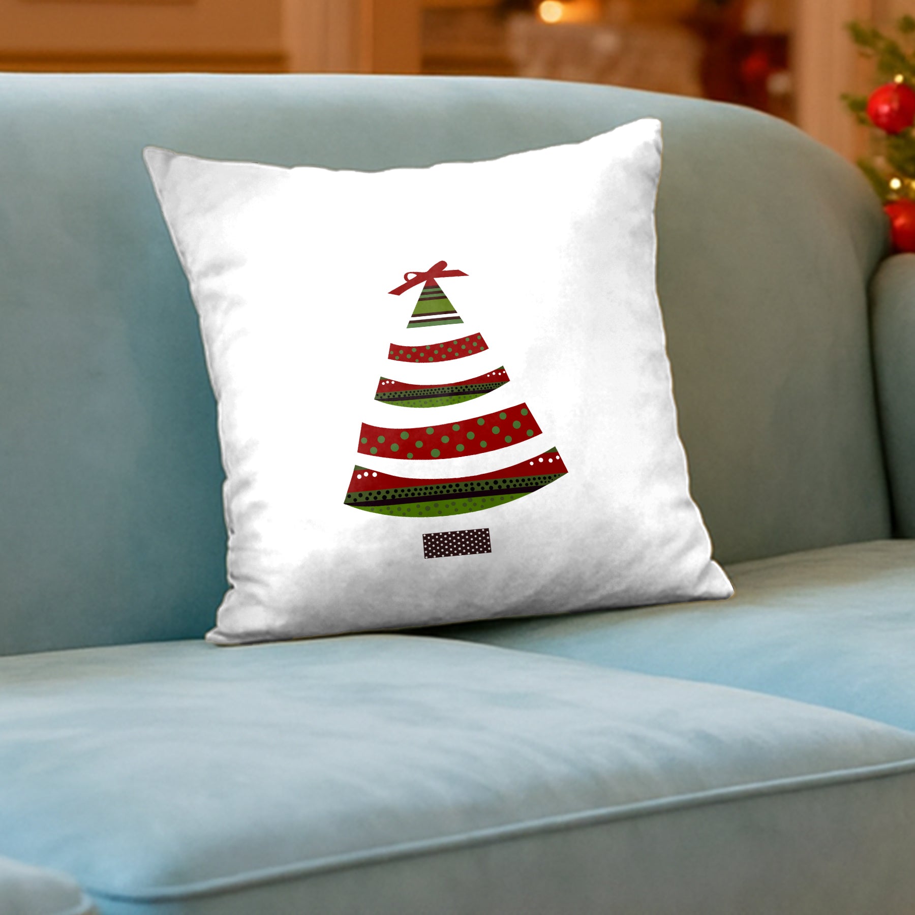 CHRISTMAS FESTIVE STRIPED TREE CUSHION COVER (Pack of 2)