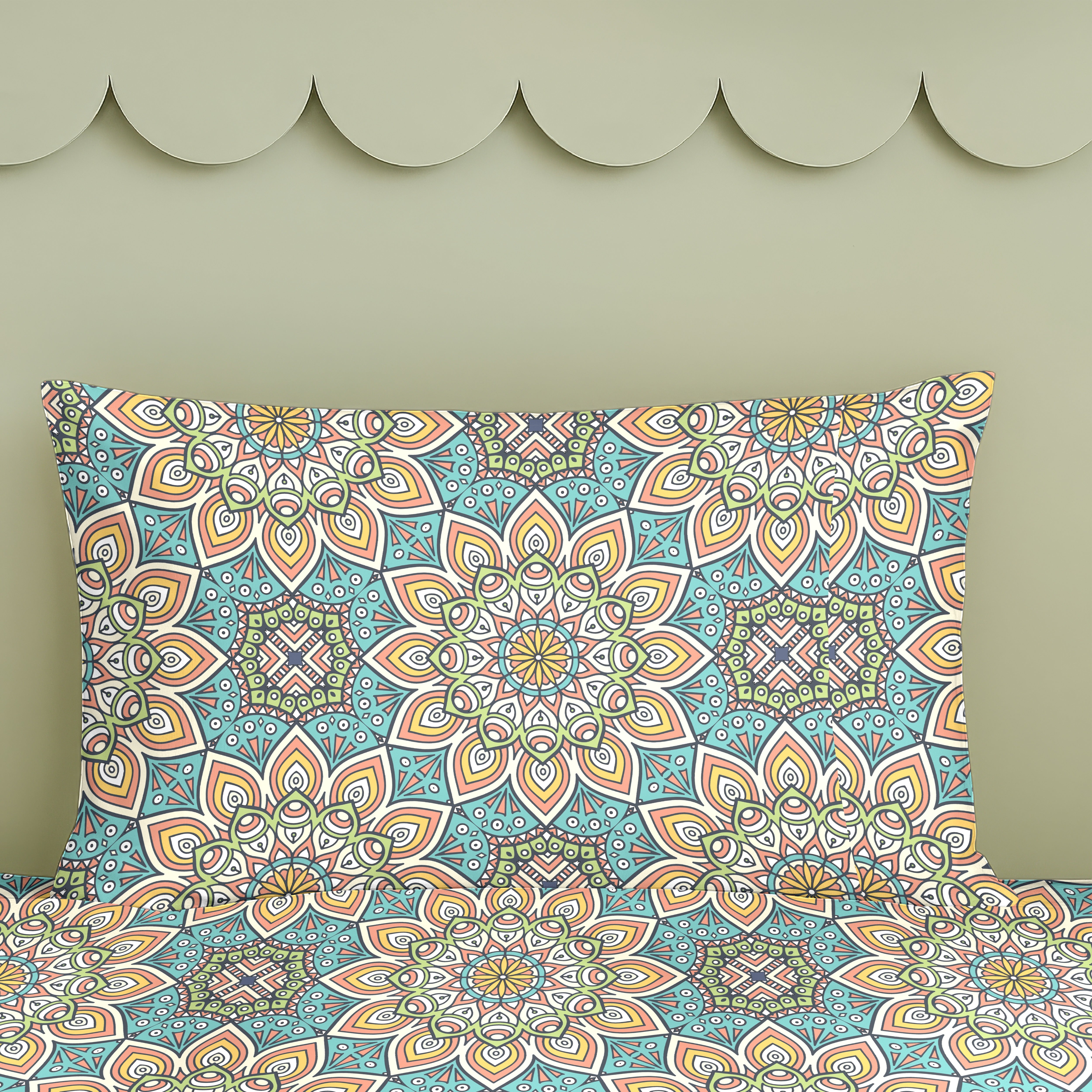 SALEM SKYBLUE COTTON BEDSHEET WITH PILLOWCOVER