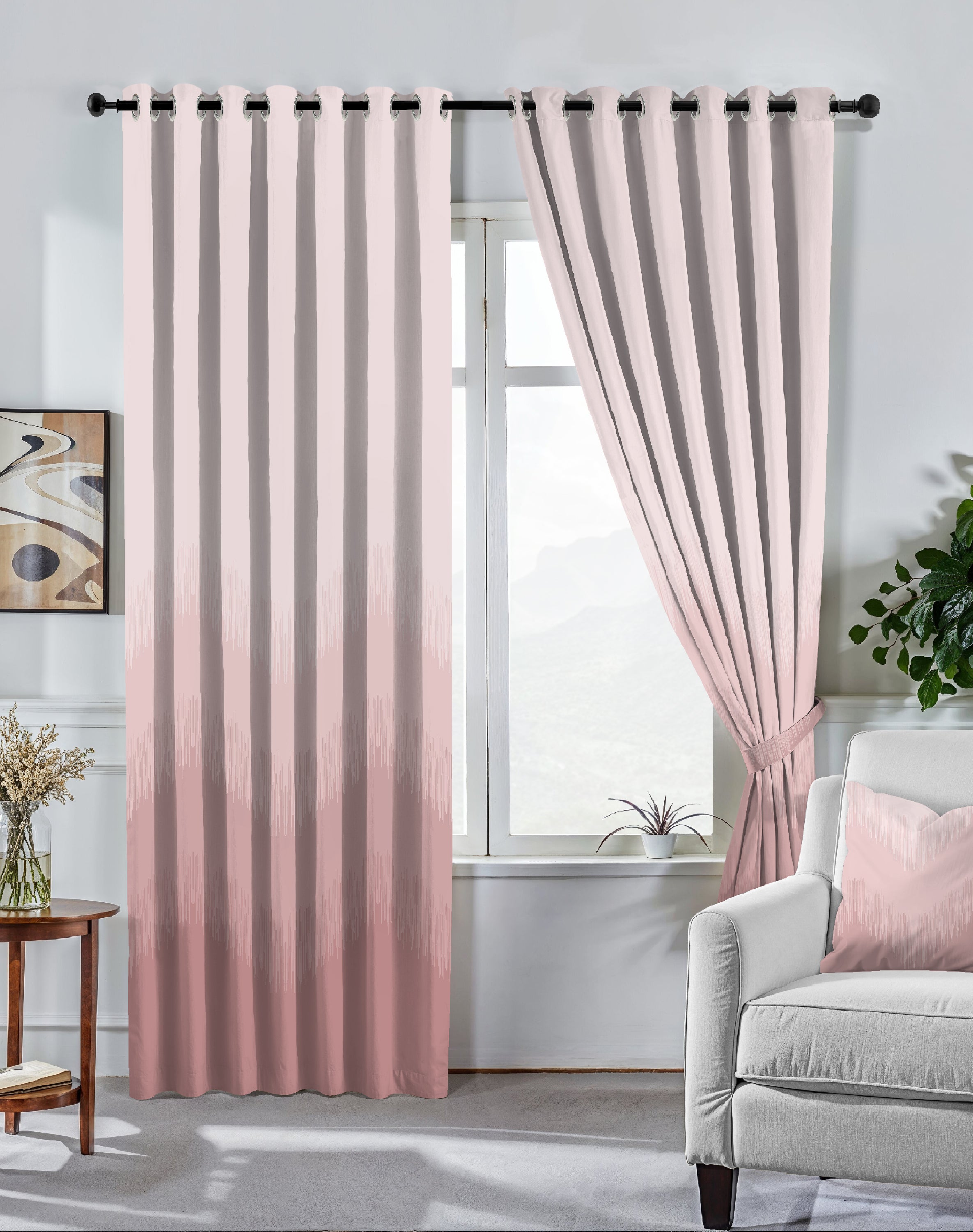 KIVO PINK DIGITAL PRINTED BLACKOUT CURTAINS