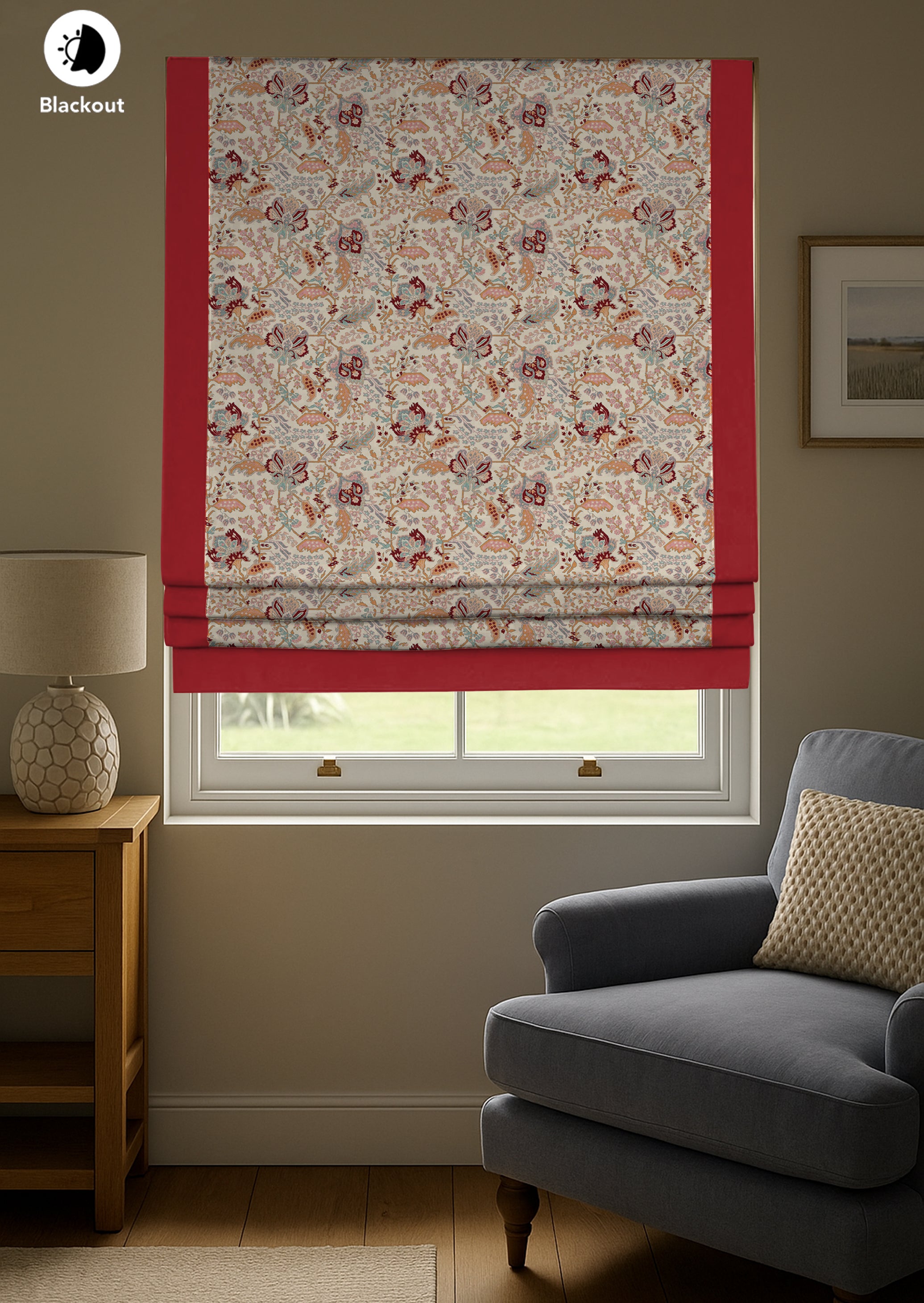 MAGMA RED READY MADE ROMAN BLIND