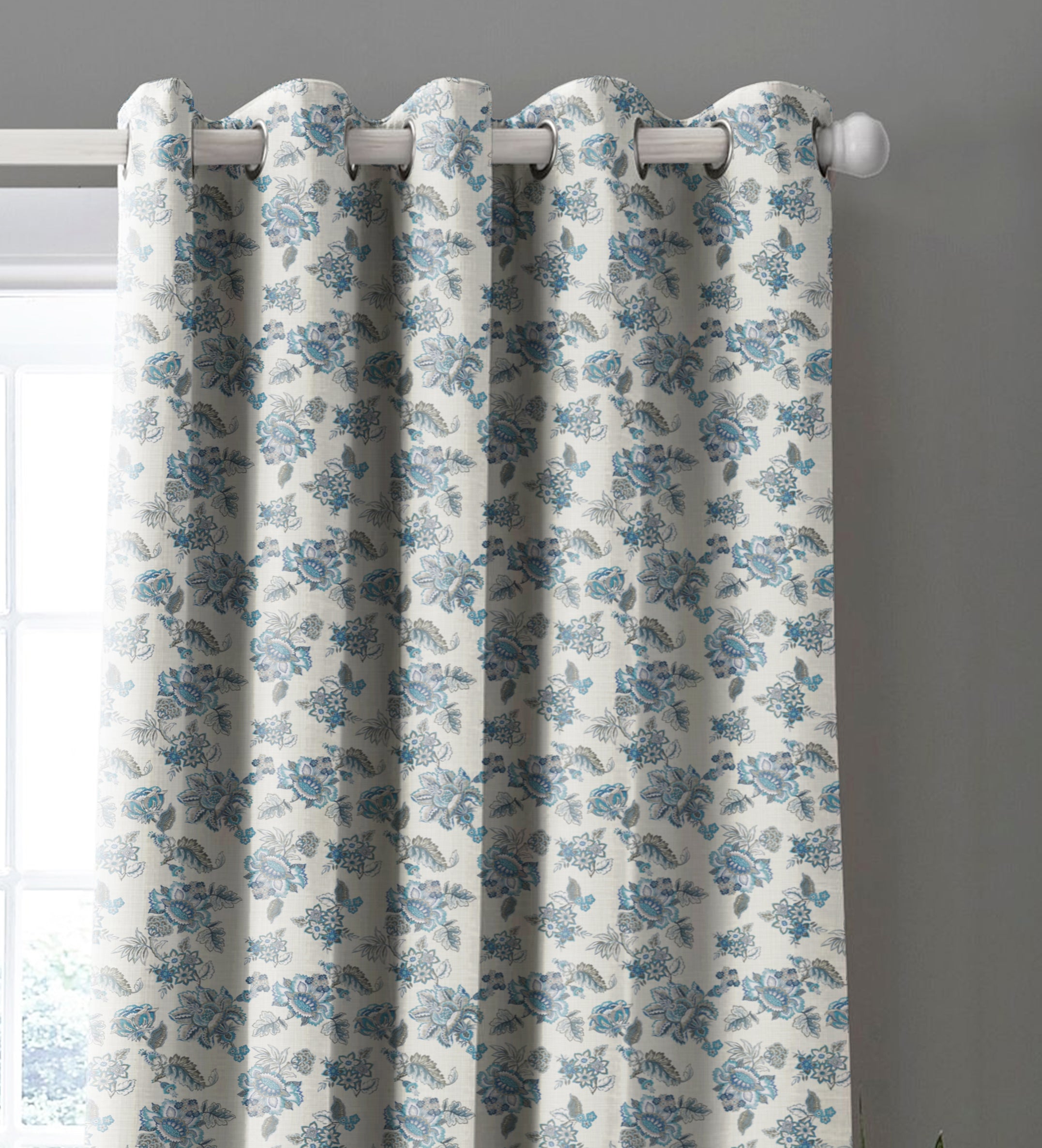 ANZIO BLUE PRINTED BLACKOUT CURTAIN