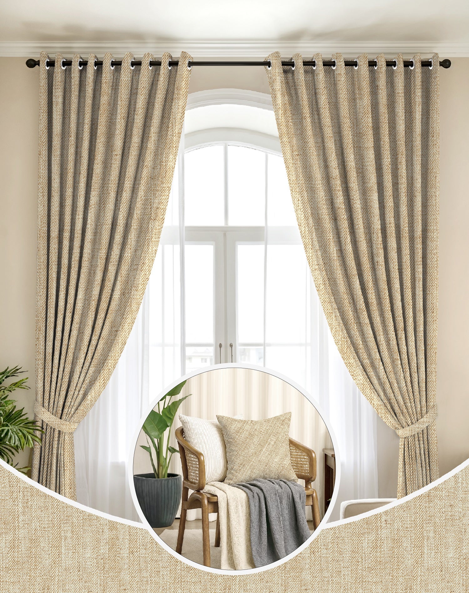 TEXTURA MUSTARD DIGITAL PRINTED BLACKOUT CURTAINS