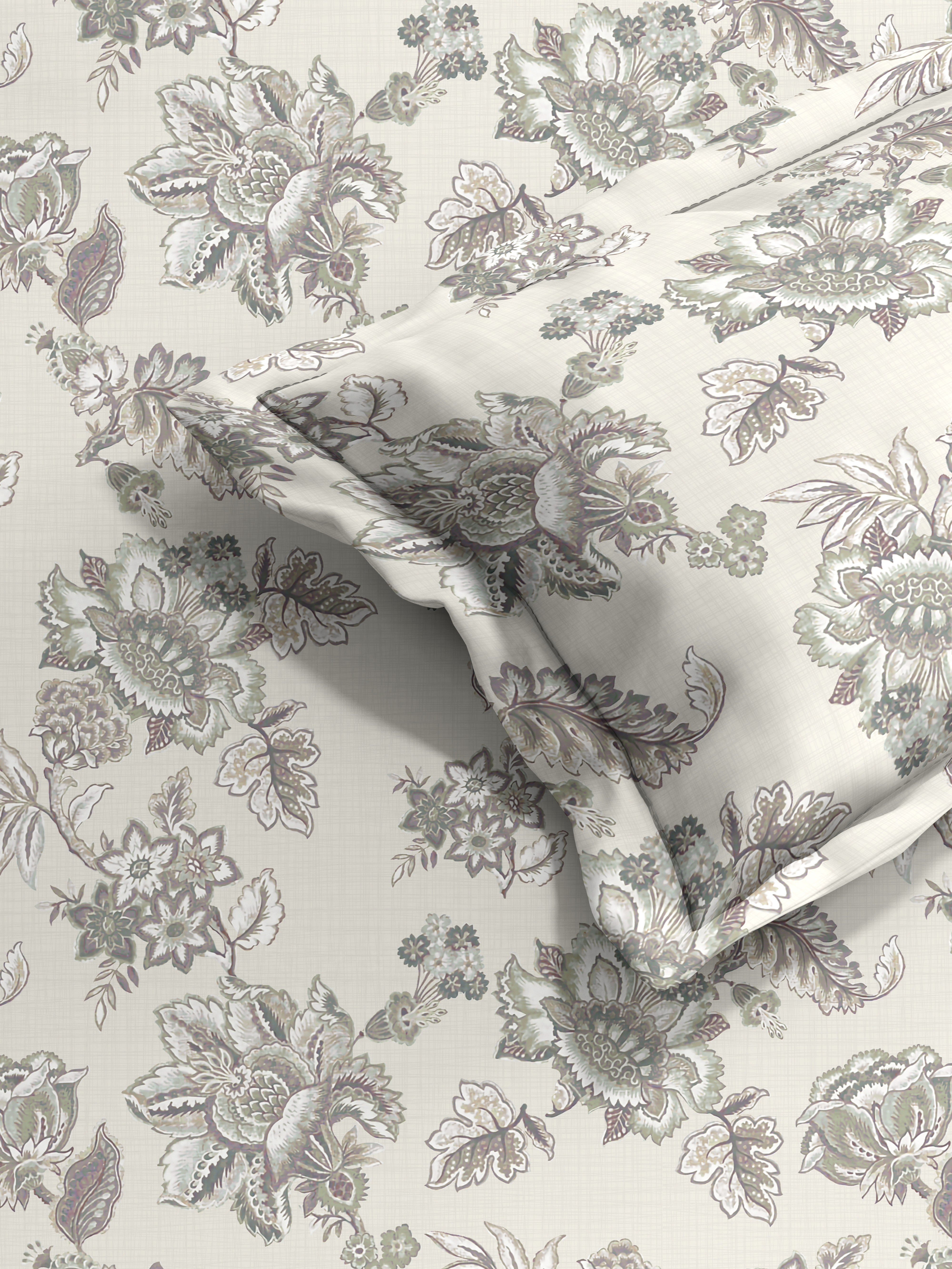 ANZIO COFFEE COTTON BEDSHEET WITH PILLOWCOVER