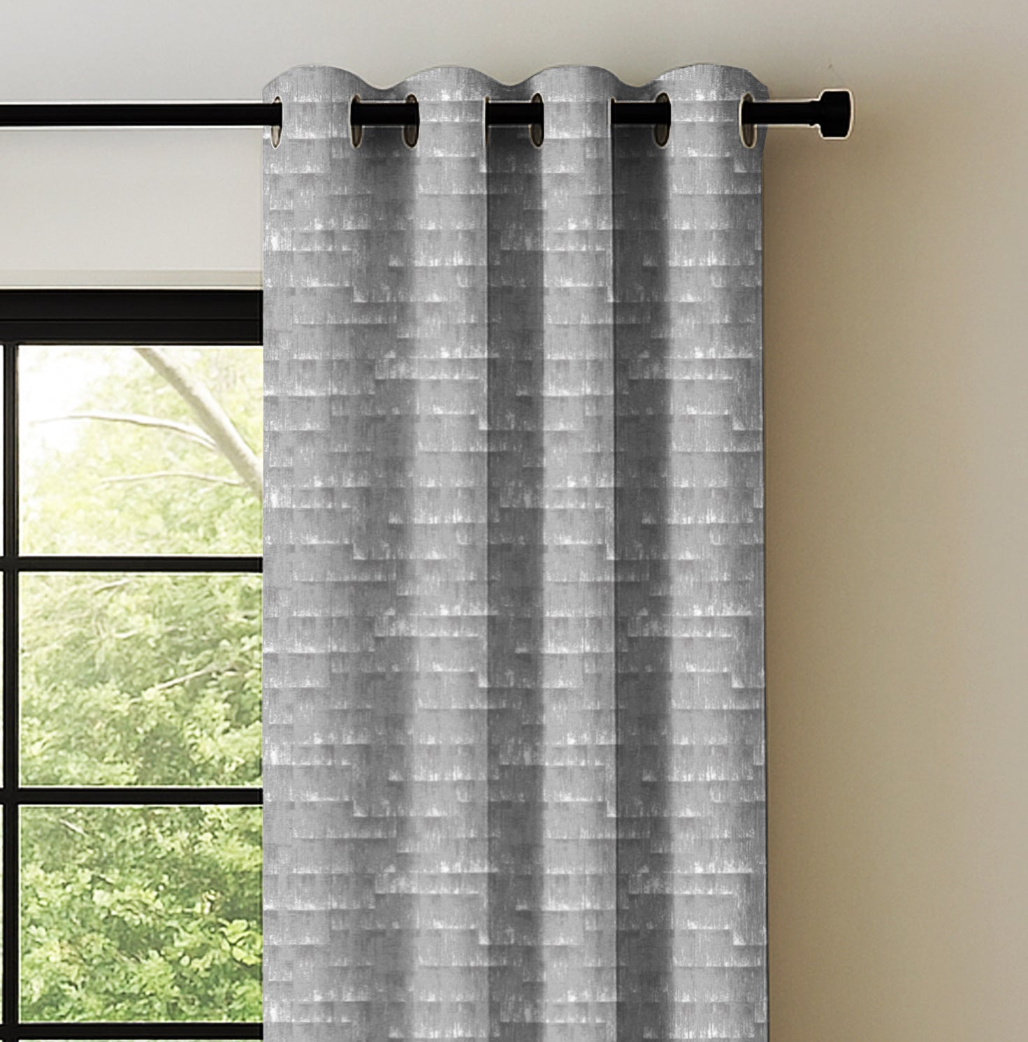 MALAGA GREY PRINTED BLACKOUT CURTAINS