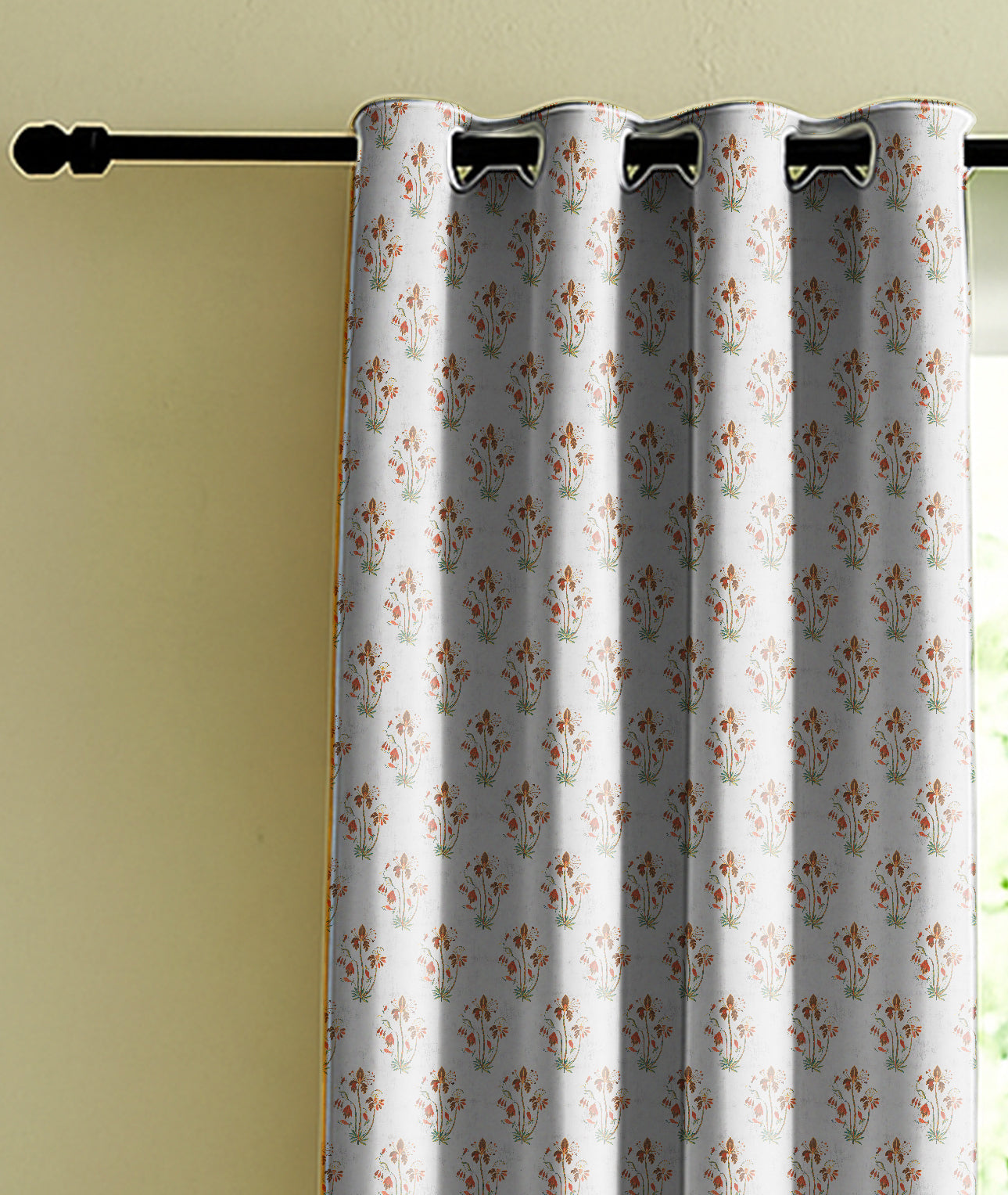 VERONA MATTY GREY PRINTED ROOM DARKENER CURTAIN