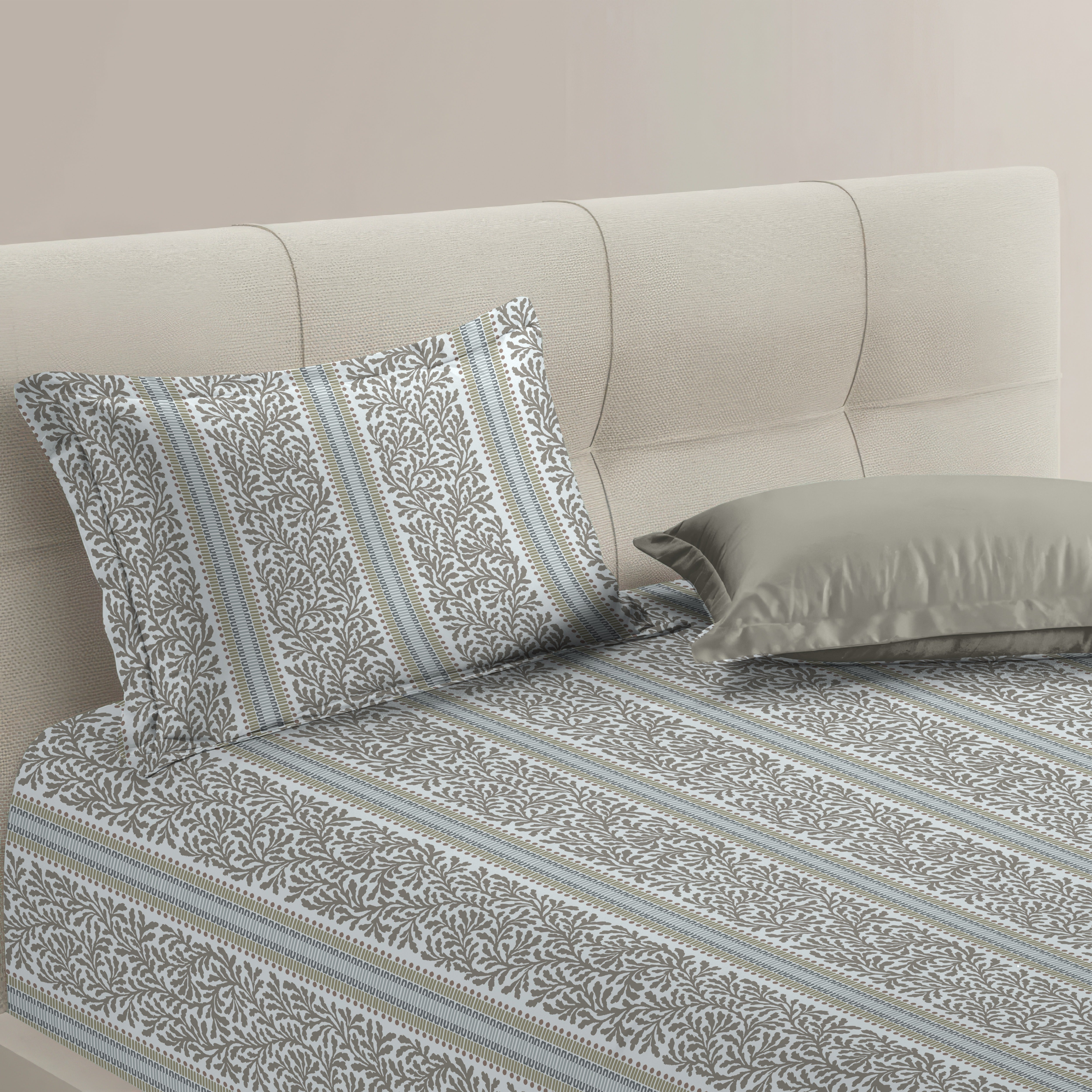 TORONTO COFFEE COTTON BEDSHEET WITH PILLOWCOVER
