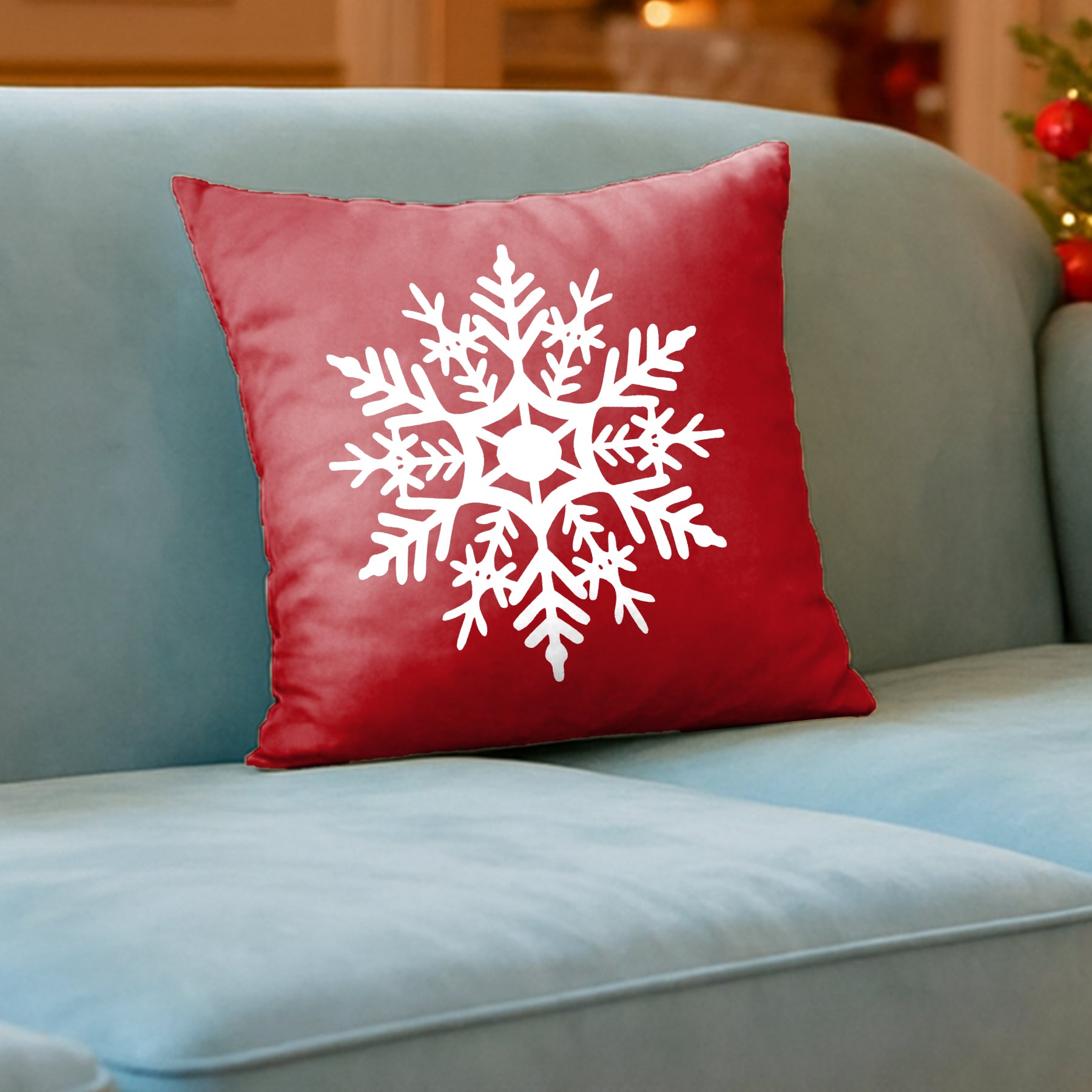 CHRISTMAS SNOWFLAKE BOLD RED CUSHION COVER (Pack of 2)