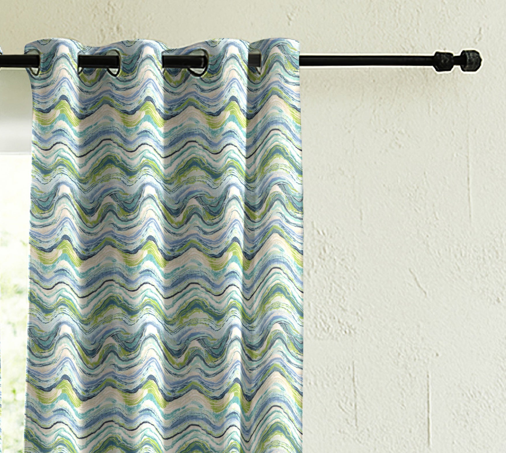 DEXTER MATTY OLIVE GREE PRINTED ROOM DARKENER CURTAIN