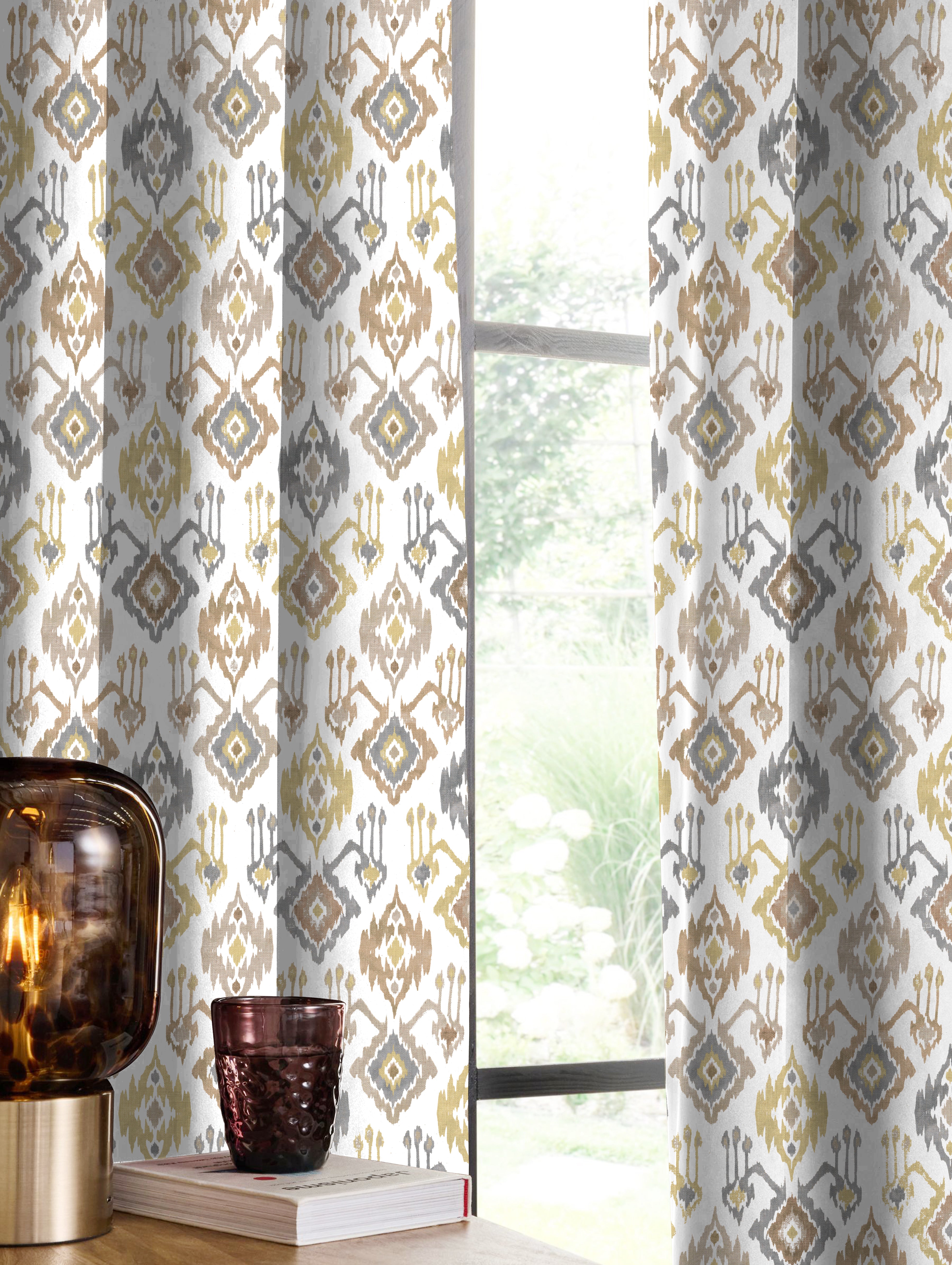 TUNBRIDGE ANTHEM MUSTARD ROOM DARKENING PRINTED CURTAIN
