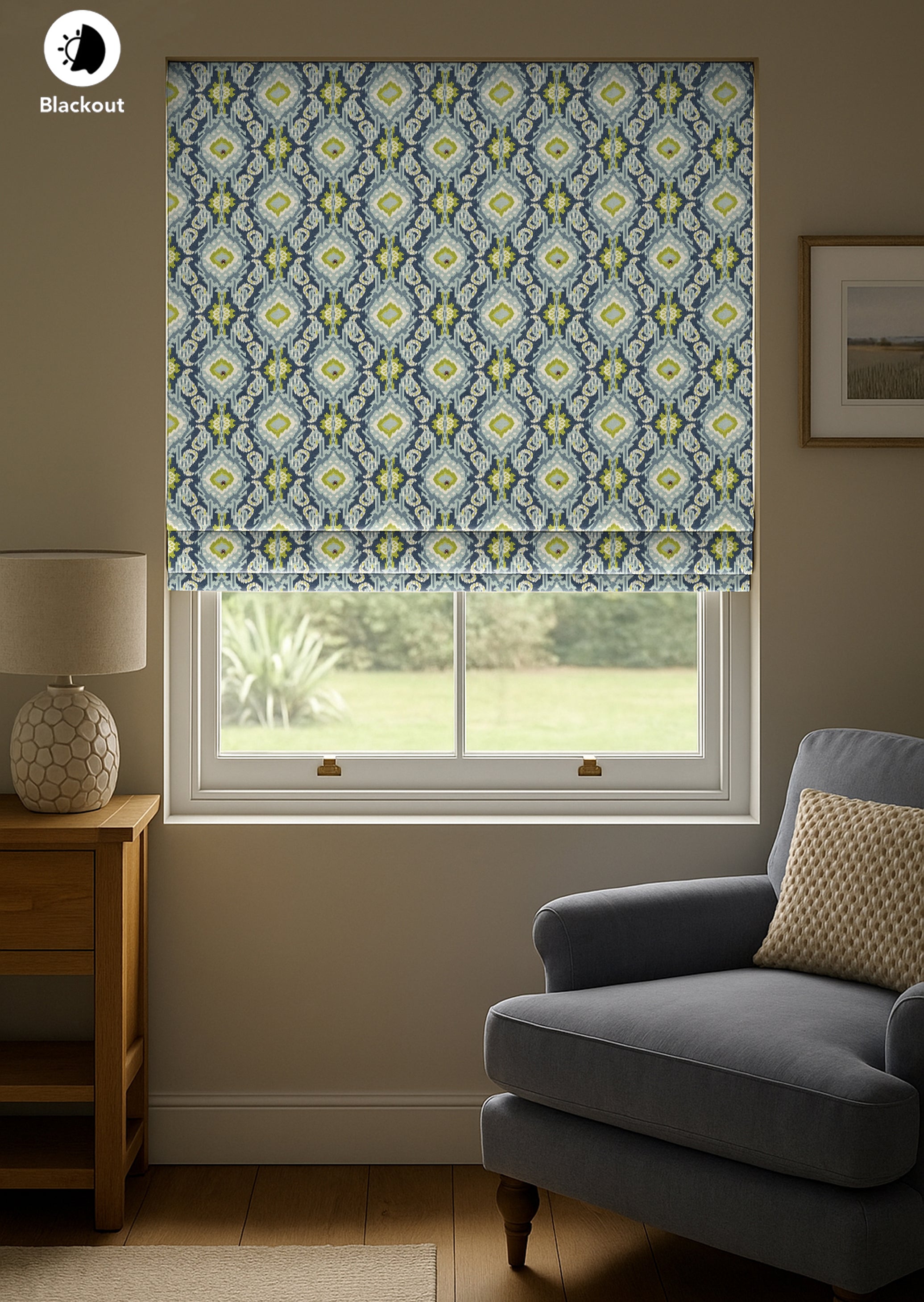 ALDERLY OLIVE GREEN READY MADE ROMAN BLIND