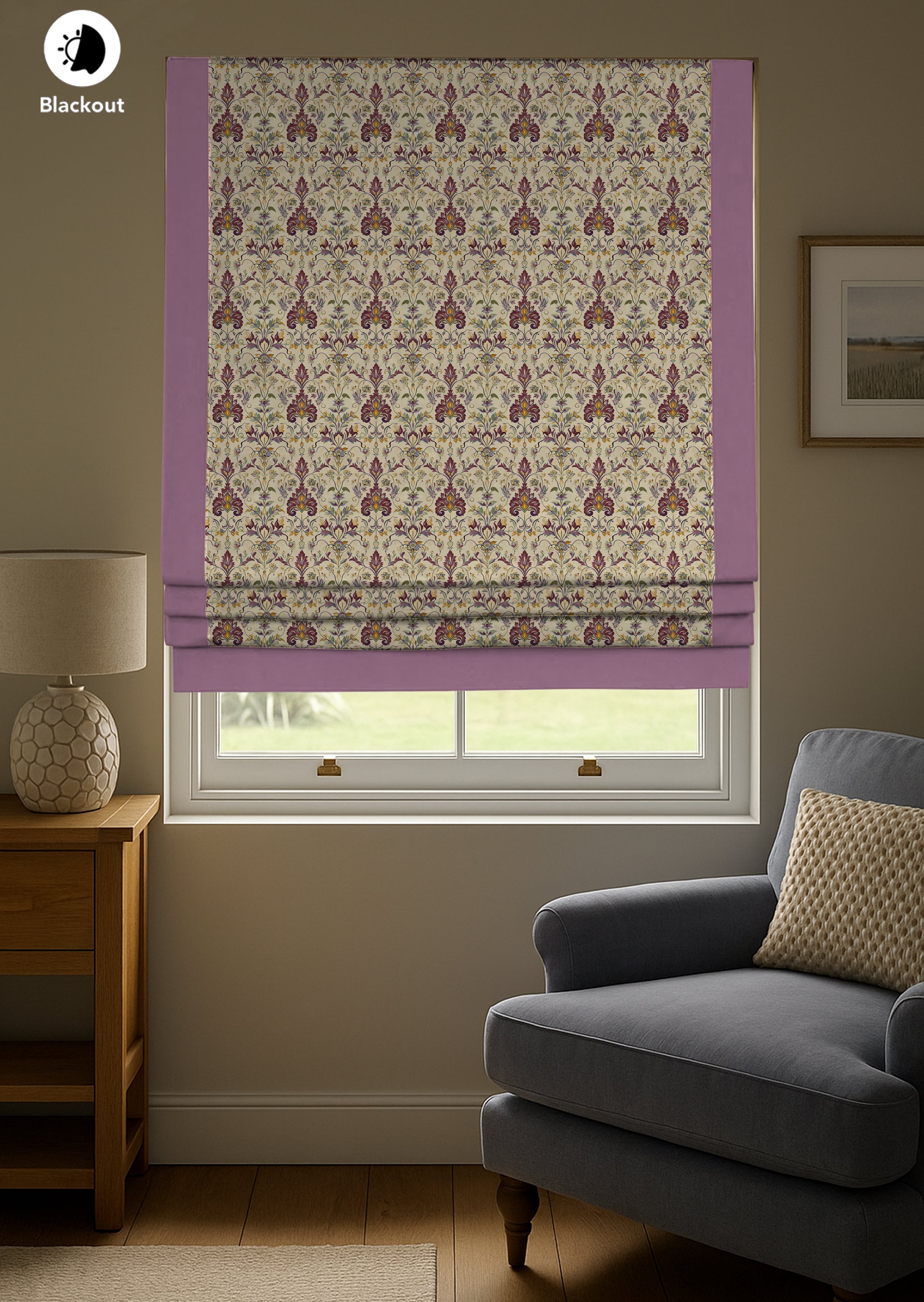PIRAN PURPLE READY MADE ROMAN BLIND