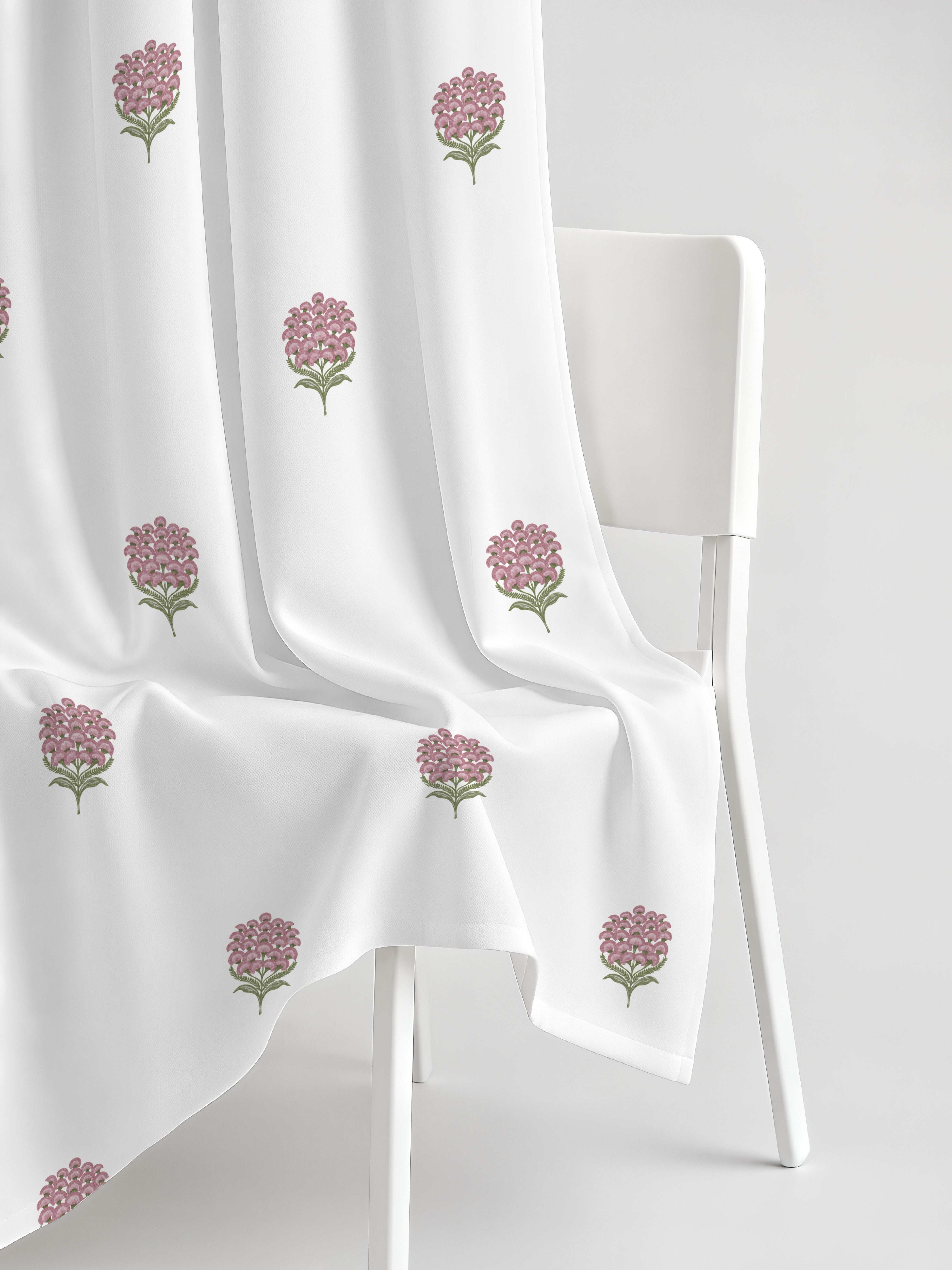 POKHARA MATTY LIGHT PINK PRINTED ROOM DARKENER/100% BLACKOUT CURTAIN