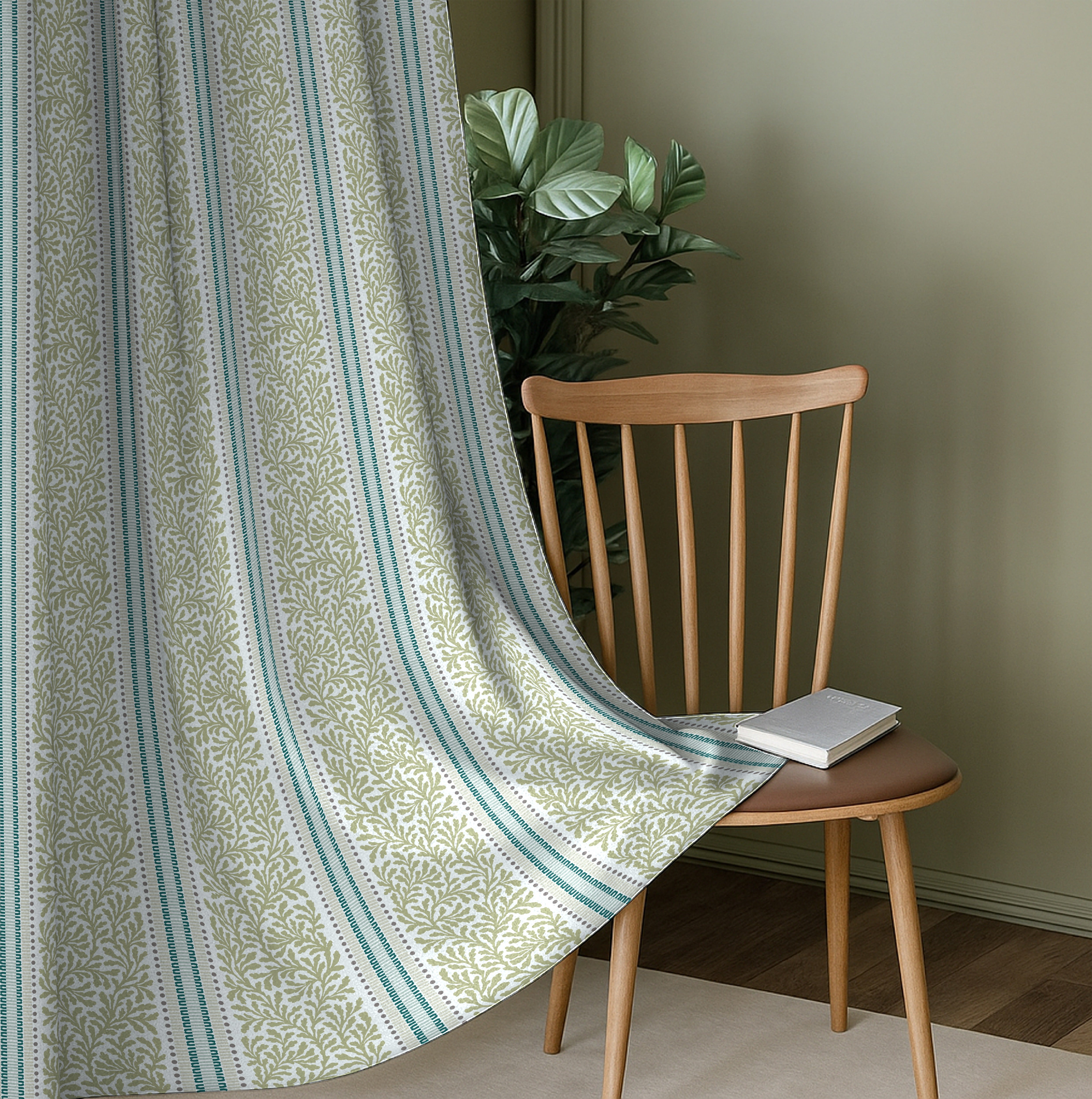 TORONTO LIGHTGREEN PRINTED BLACKOUT CURTAIN