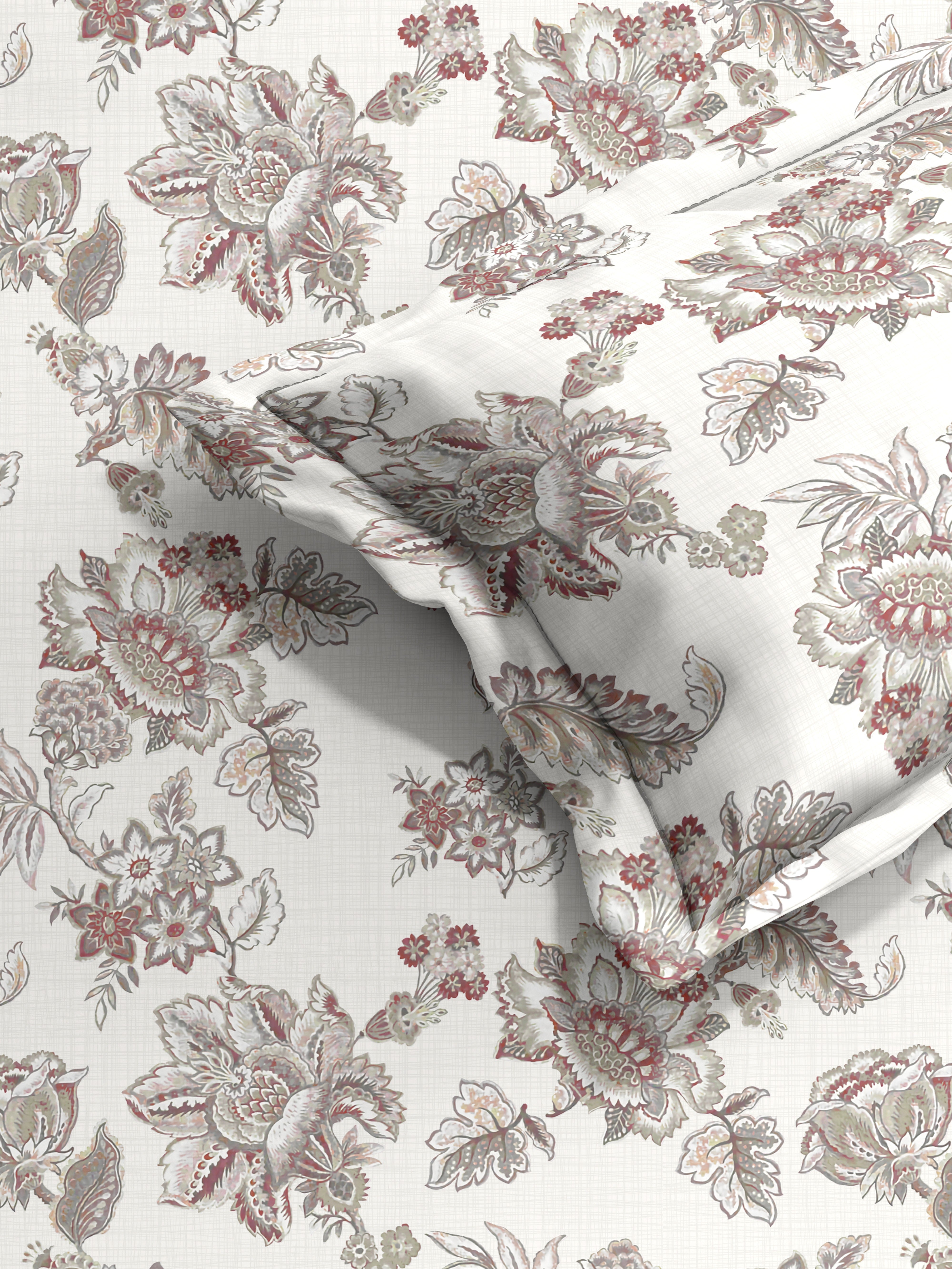 ANZIO RED COTTON BEDSHEET WITH PILLOWCOVER