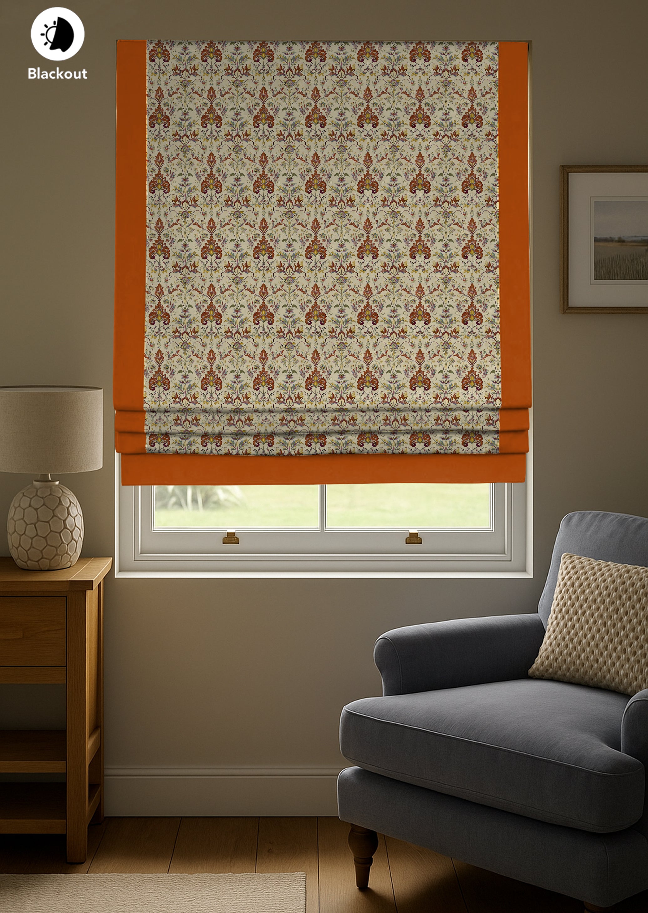 PIRAN ORANGE READY MADE ROMAN BLIND