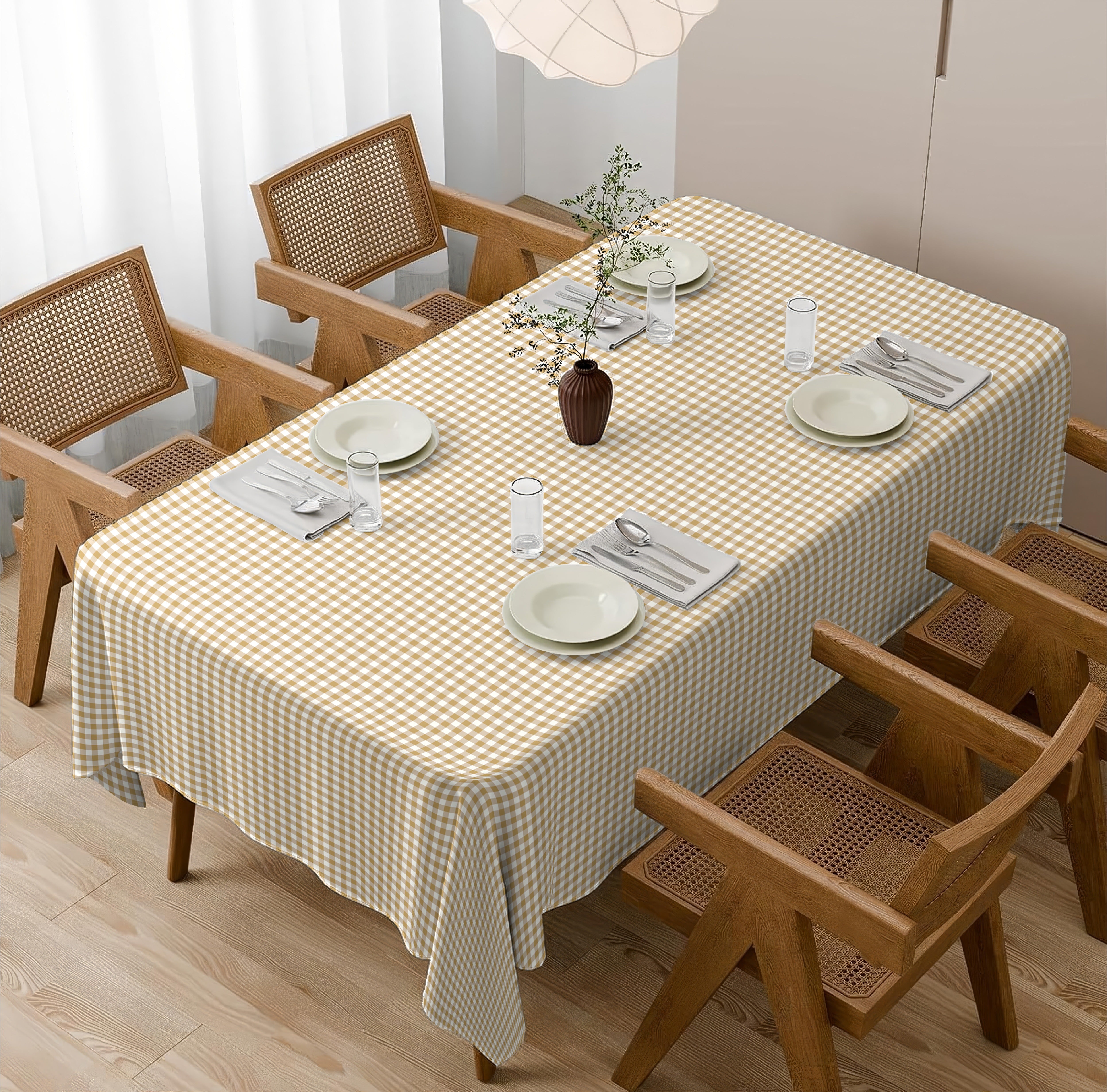 GINGHAM CHECKS MUSTARD TABLE CLOTH
