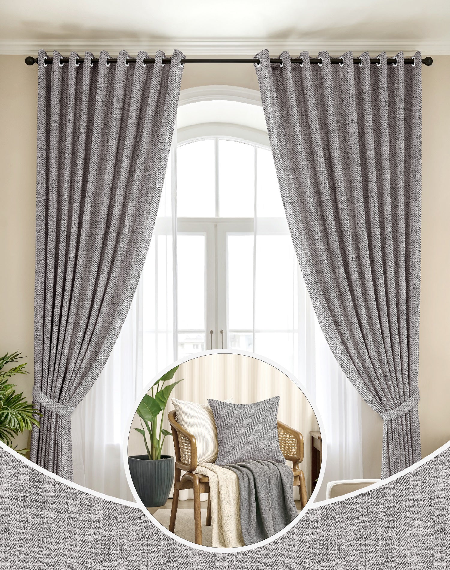 TEXTURA STONE DIGITAL PRINTED BLACKOUT CURTAINS