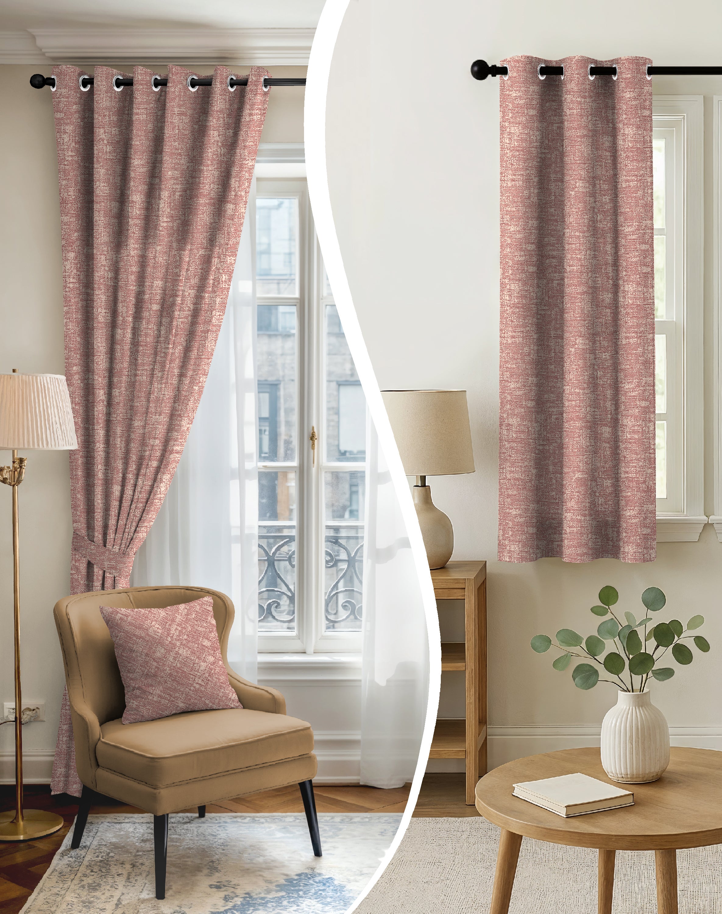 LIVA PEACH DIGITAL PRINTED BLACKOUT CURTAINS