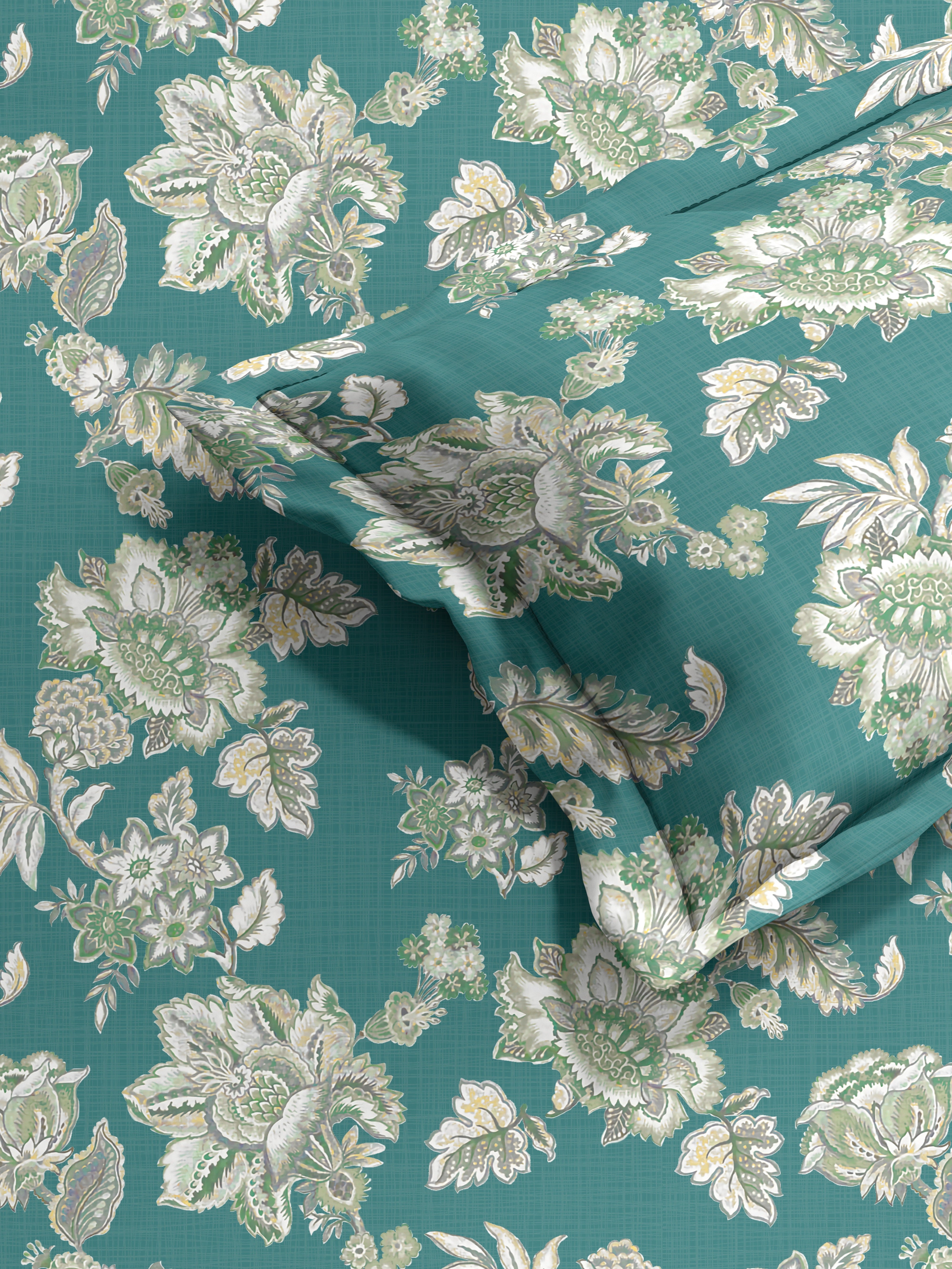 ANZIO TEAL COTTON BEDSHEET WITH PILLOWCOVER