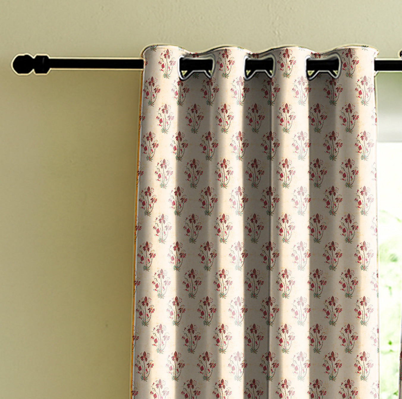 VERONA MATTY PEACH PRINTED ROOM DARKENER CURTAIN