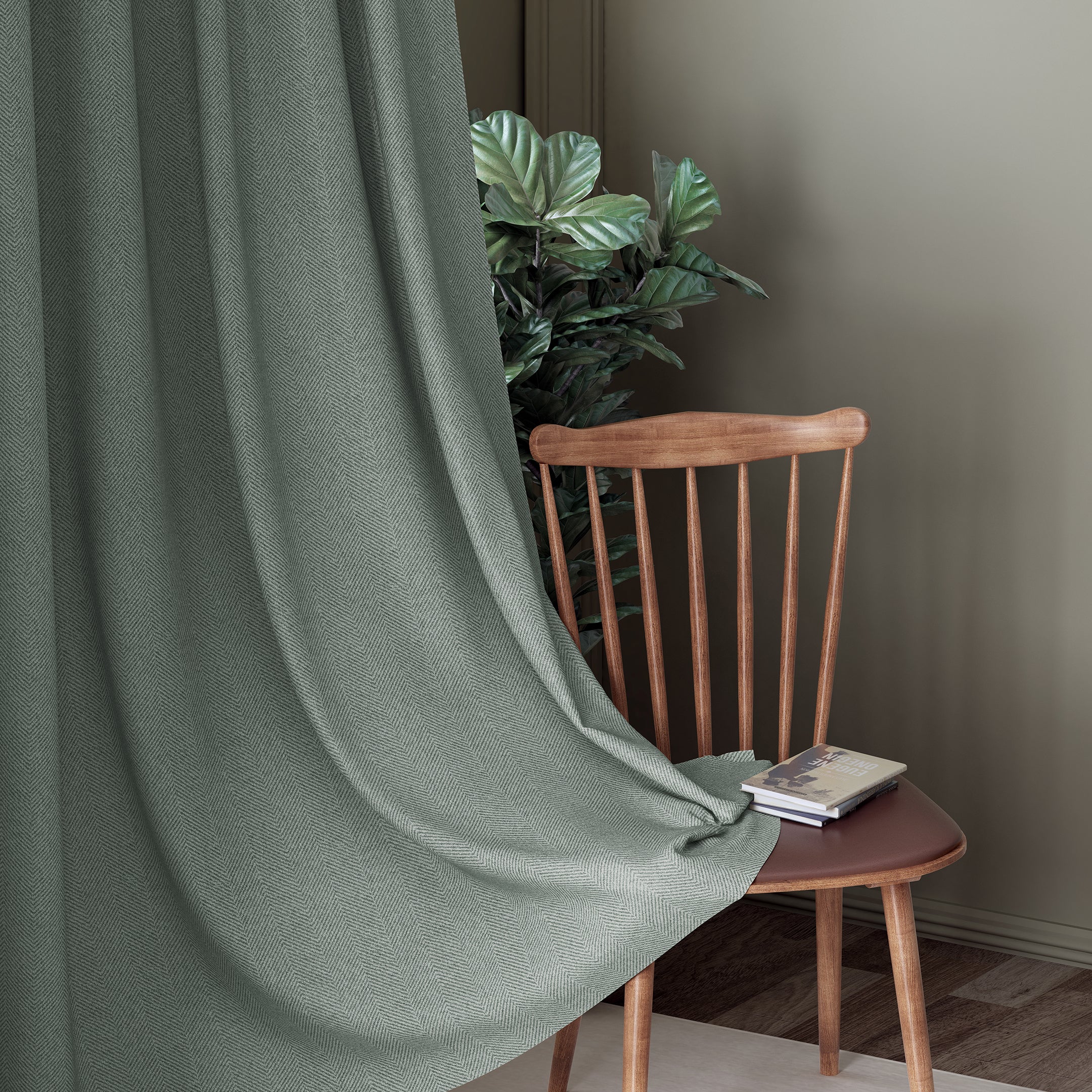 HERRINGBONE TEX GREY BLACKOUT CURTAINS