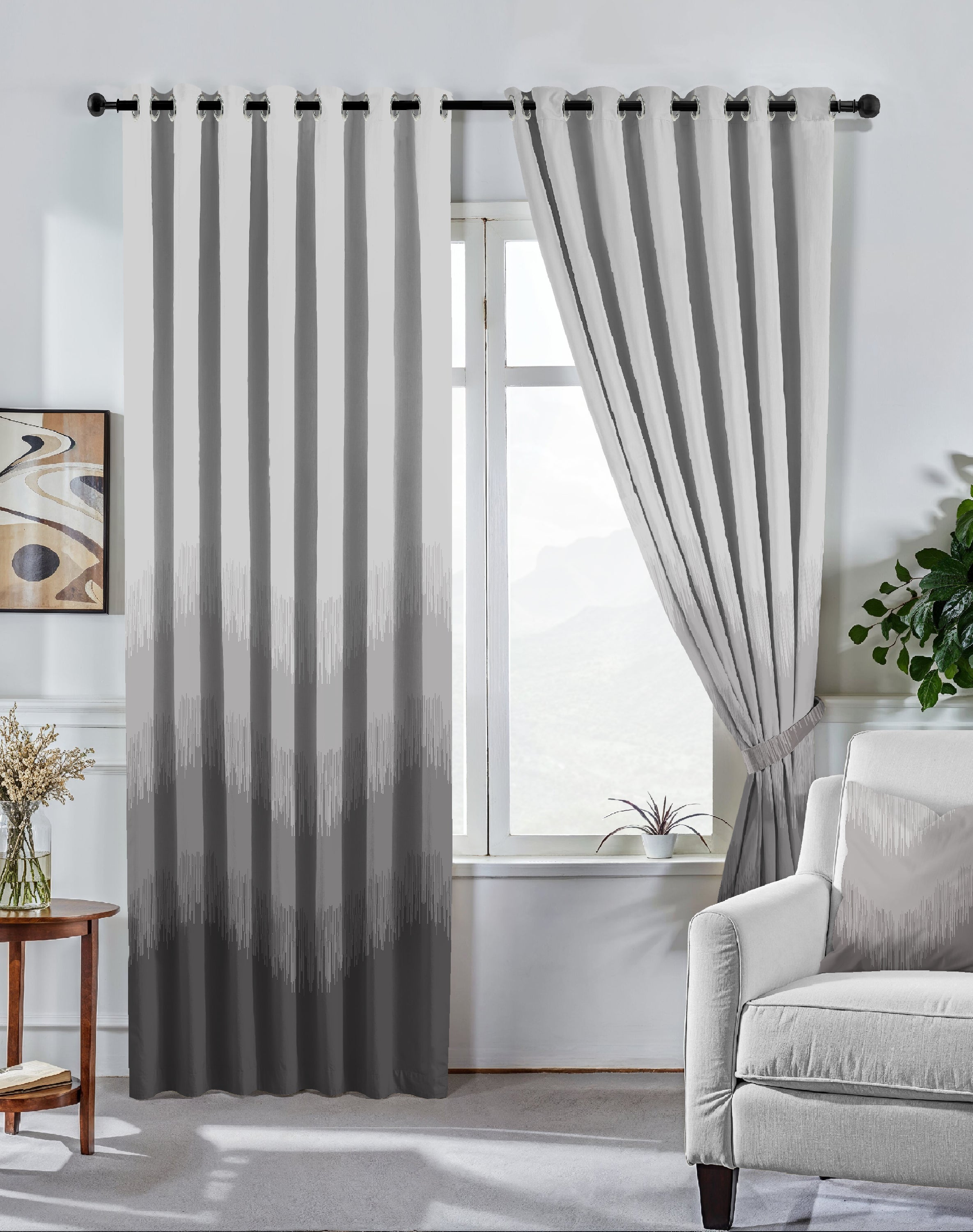 KIVO DARK STONE DIGITAL PRINTED BLACKOUT CURTAINS