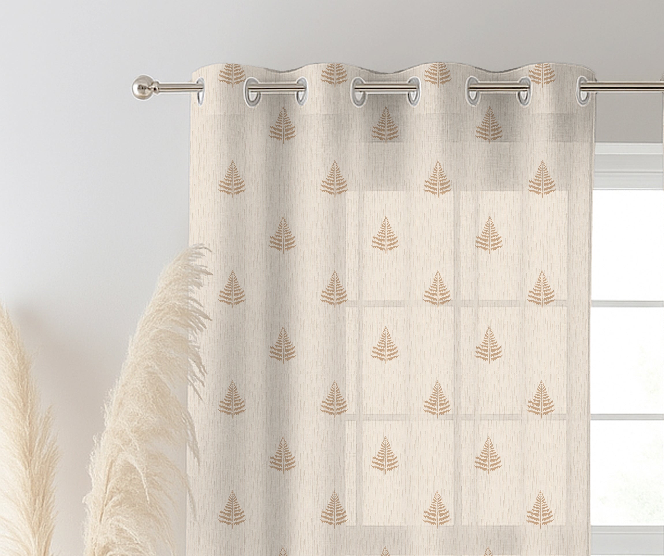 PINE TREE LINEN PRINTED SHEER CURTAIN