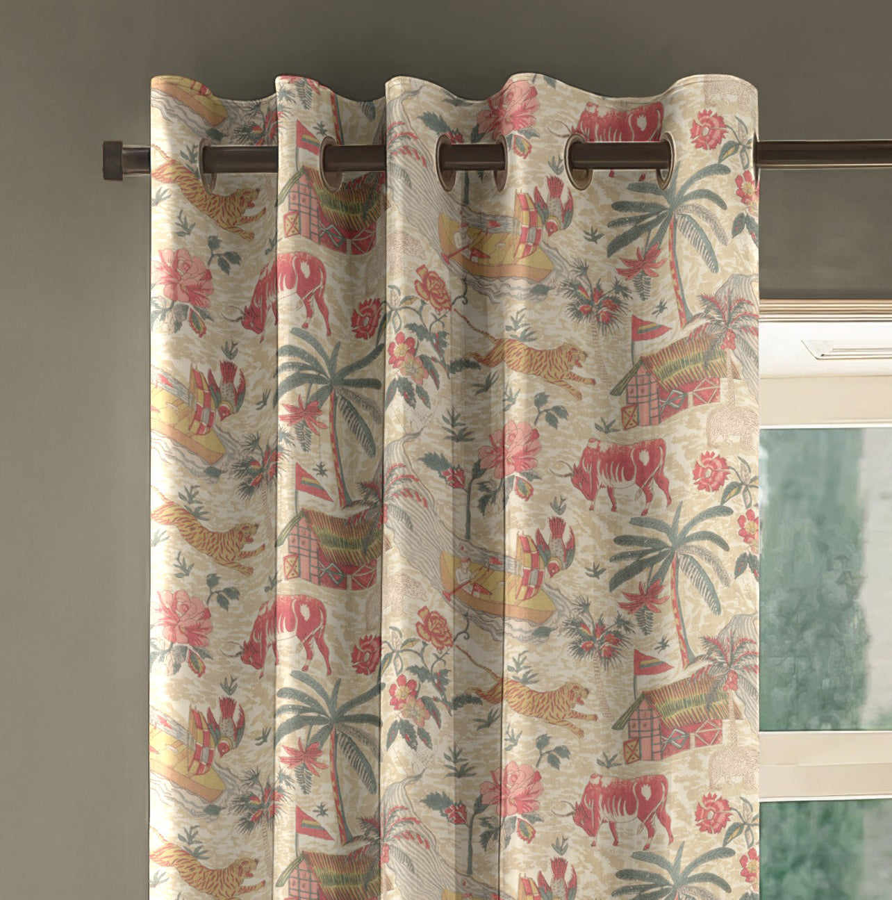 YANGSHUO RED PRINTED BLACKOUT CURTAIN