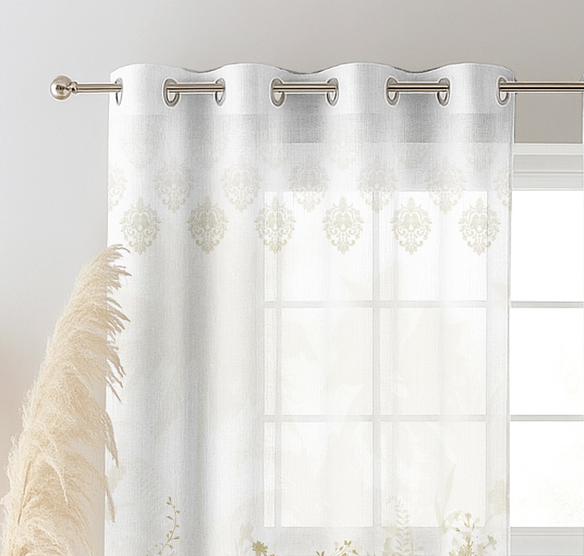 ASTER BRASS LINEN PRINTED SHEER CURTAIN