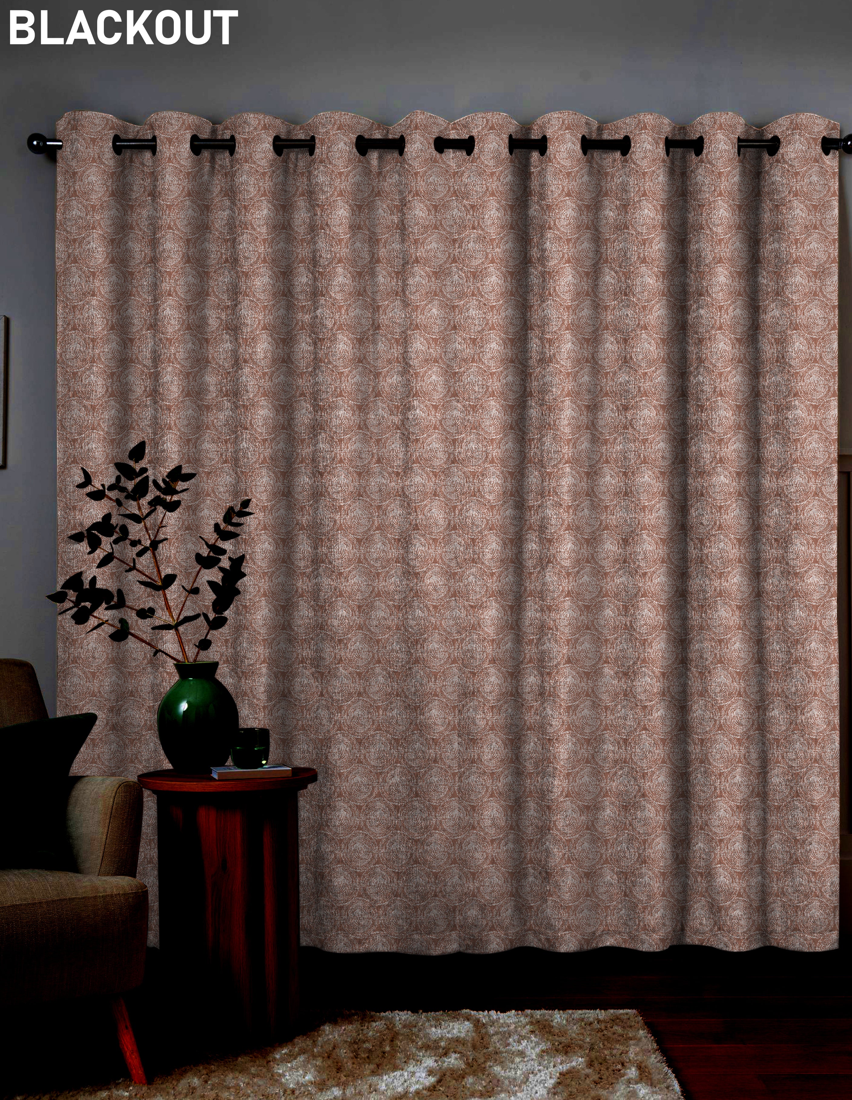FUSION PEACH CURTAIN PRINTED FOR LIVING & BEDROOMS