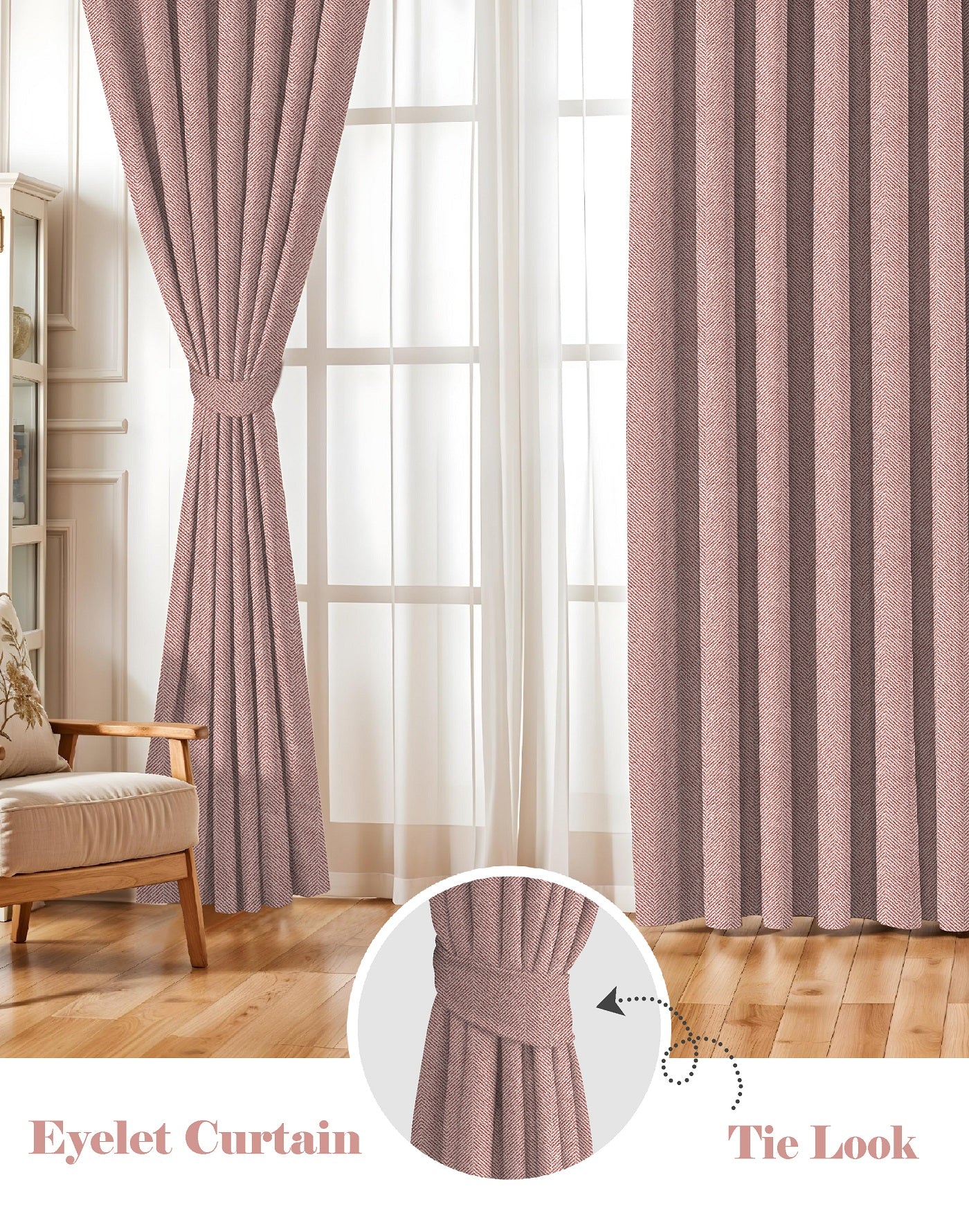 TWILLBONE M PINK PRINTED BLACKOUT CURTAINS