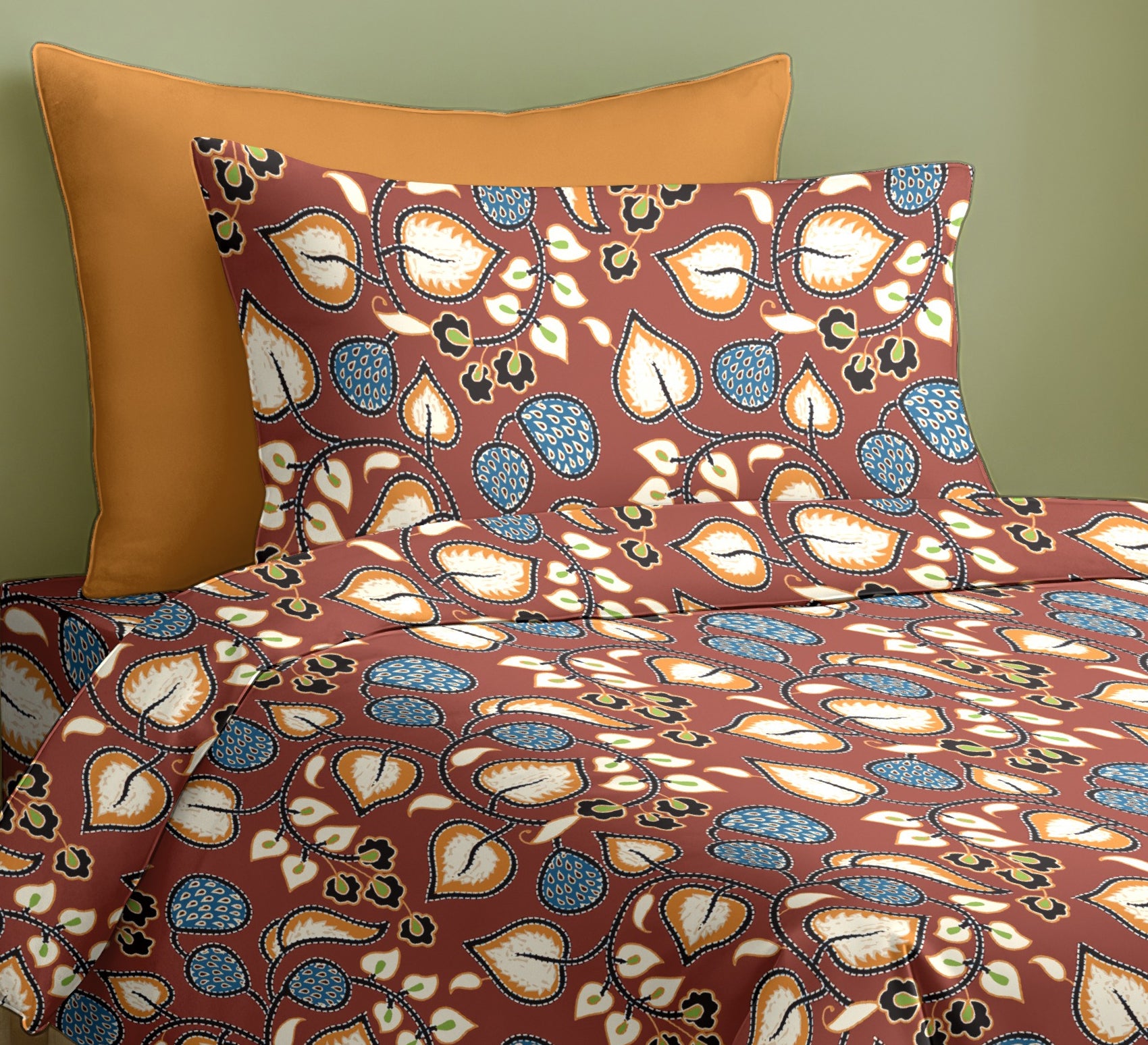 LIJIANG MAROON COTTON BEDSHEET WITH PILLOWCOVER