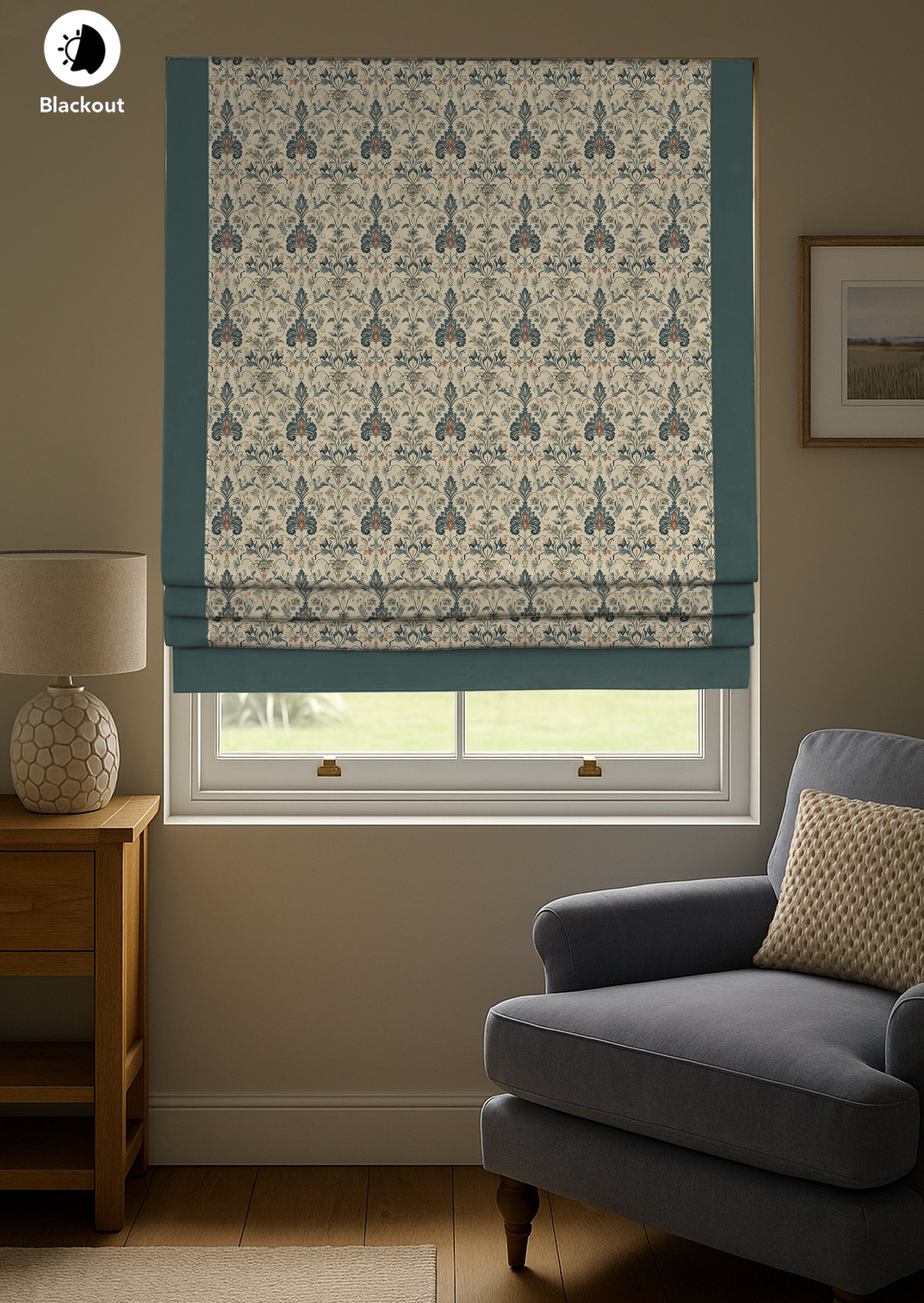 PIRAN GREEN READY MADE ROMAN BLIND