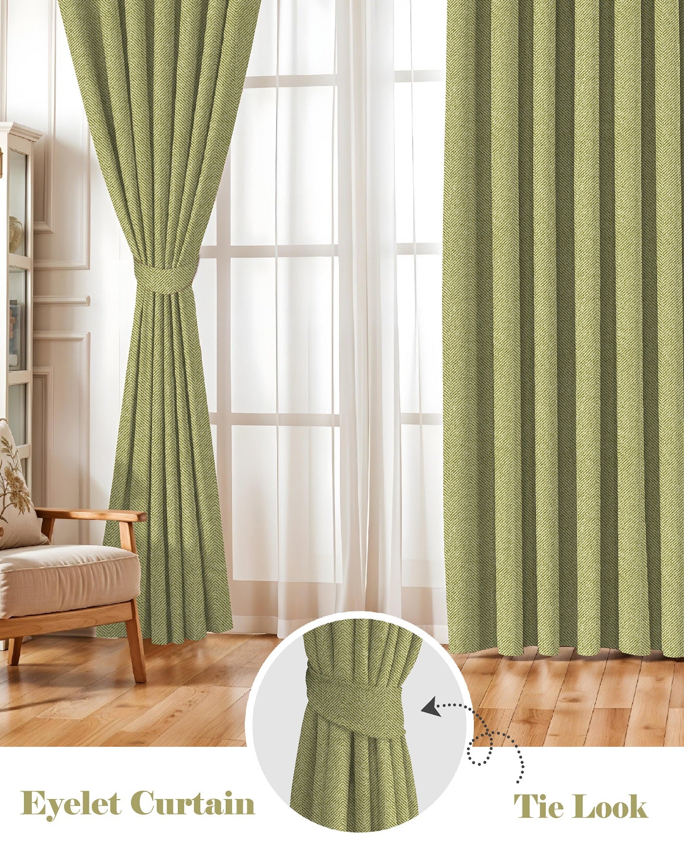TWILLBONE L GREEN PRINTED BLACKOUT CURTAINS