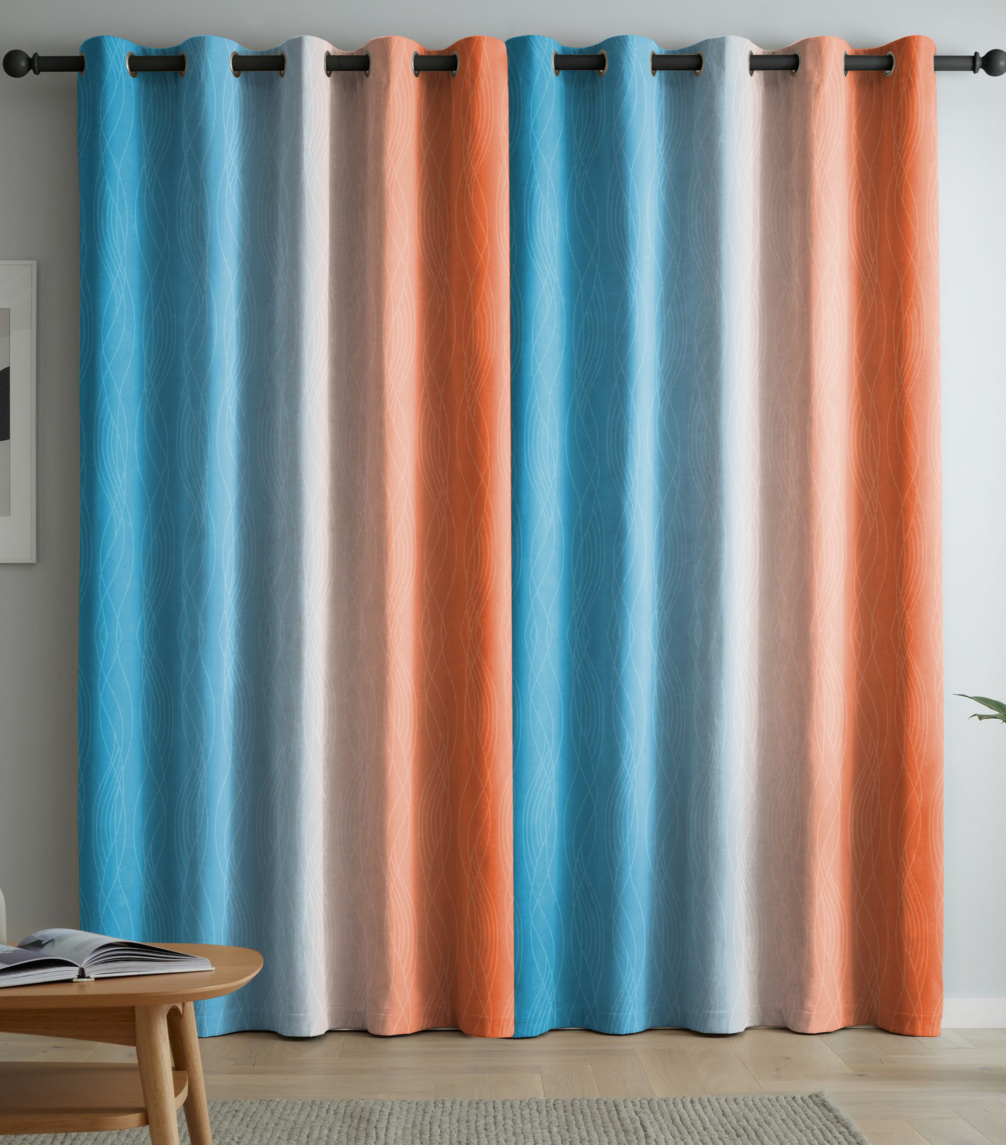 BEVERLEY SKYBLUE  PRINTED BLACKOUT CURTAIN
