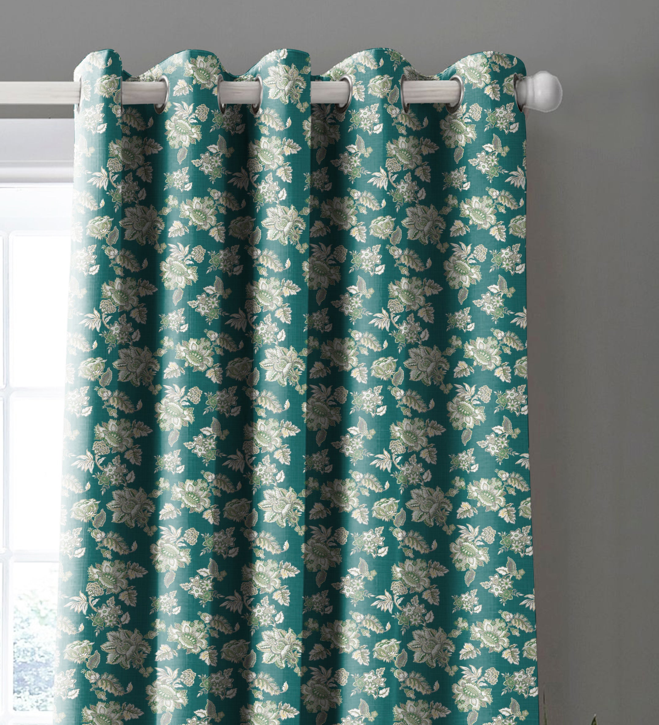 ANZIO TEAL PRINTED BLACKOUT CURTAIN