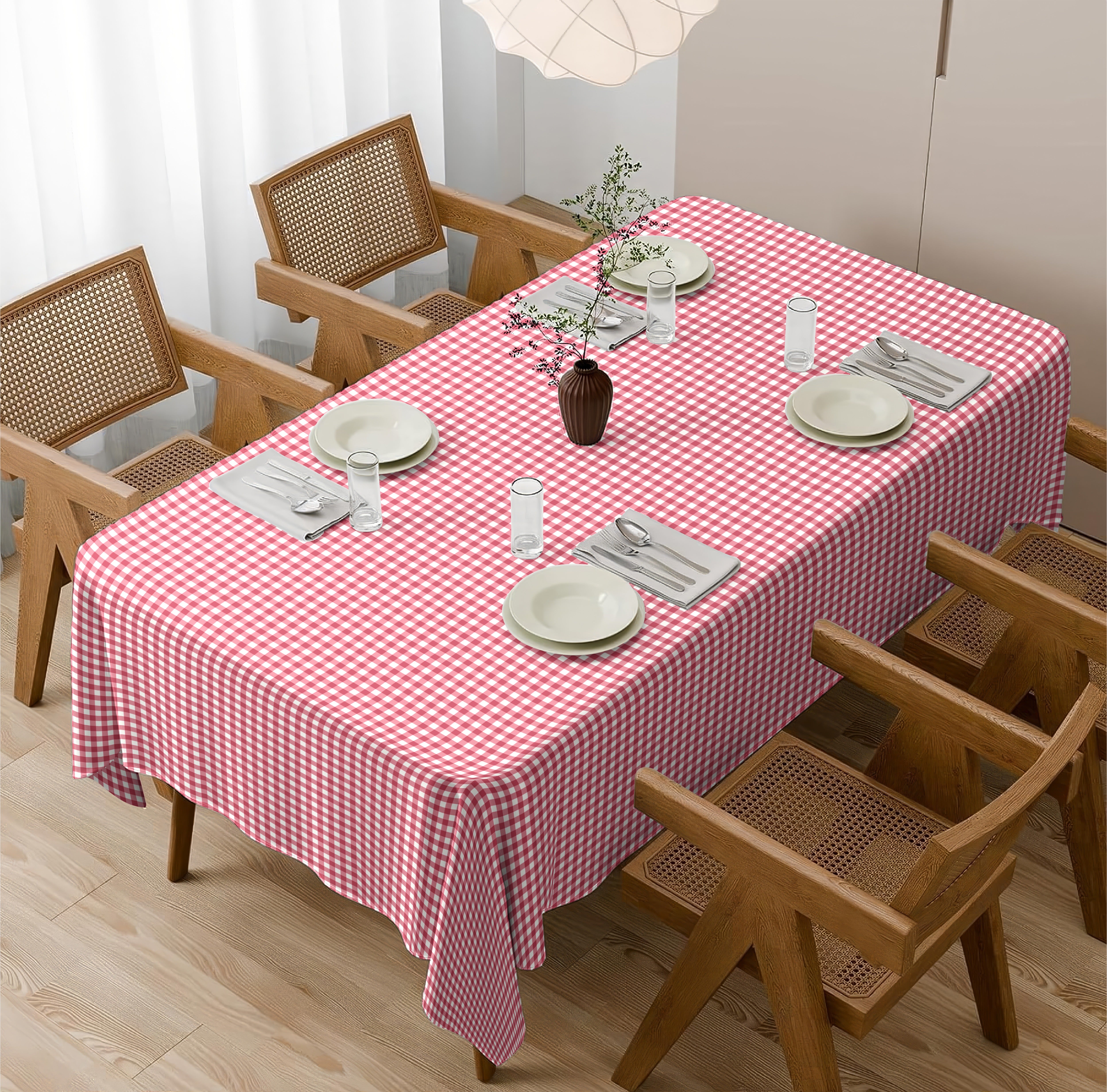 GINGHAM CHECKS RED TABLE CLOTH