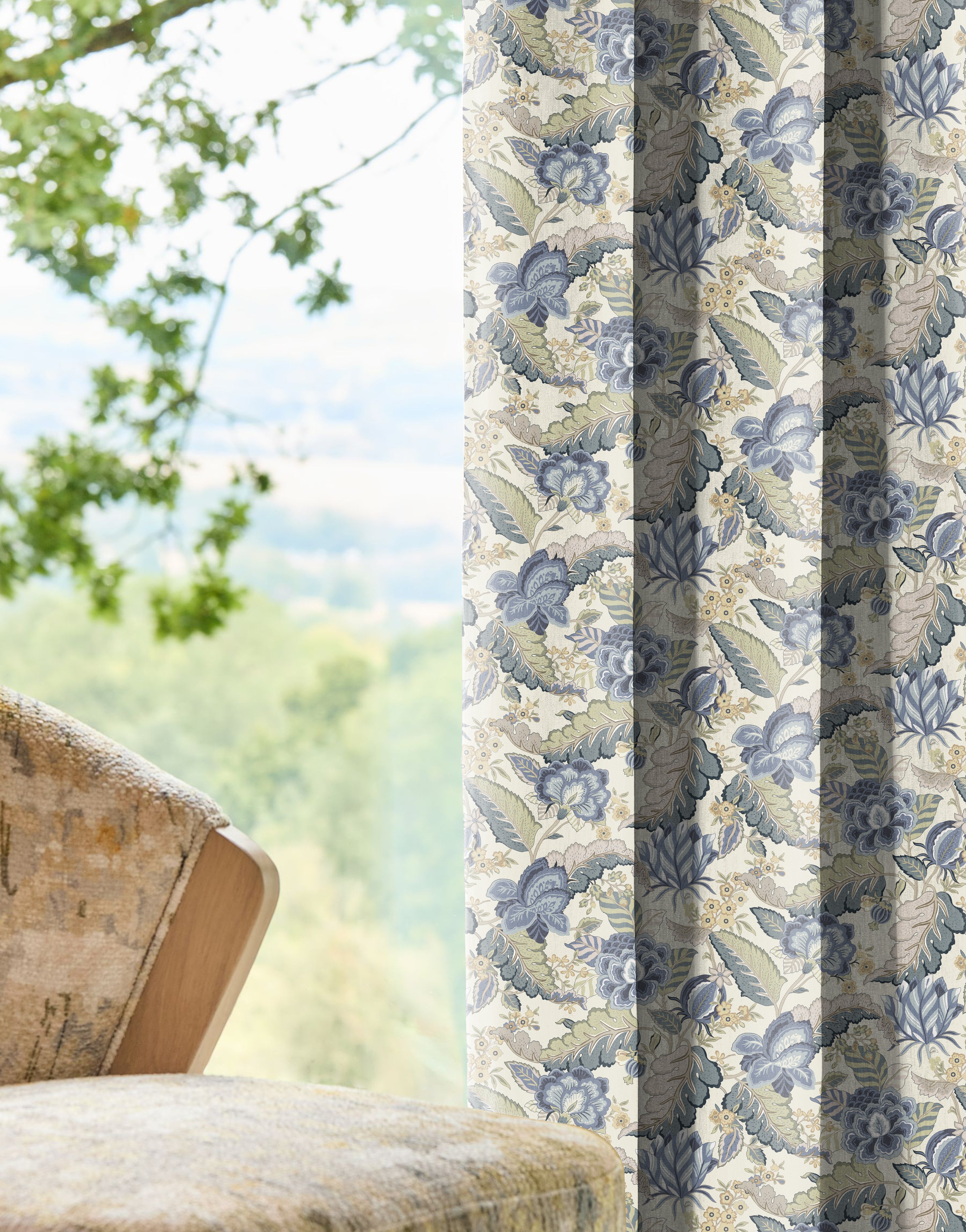 LUCETTA  ANTHEM BLUE ROOM DARKENING PRINTED CURTAIN